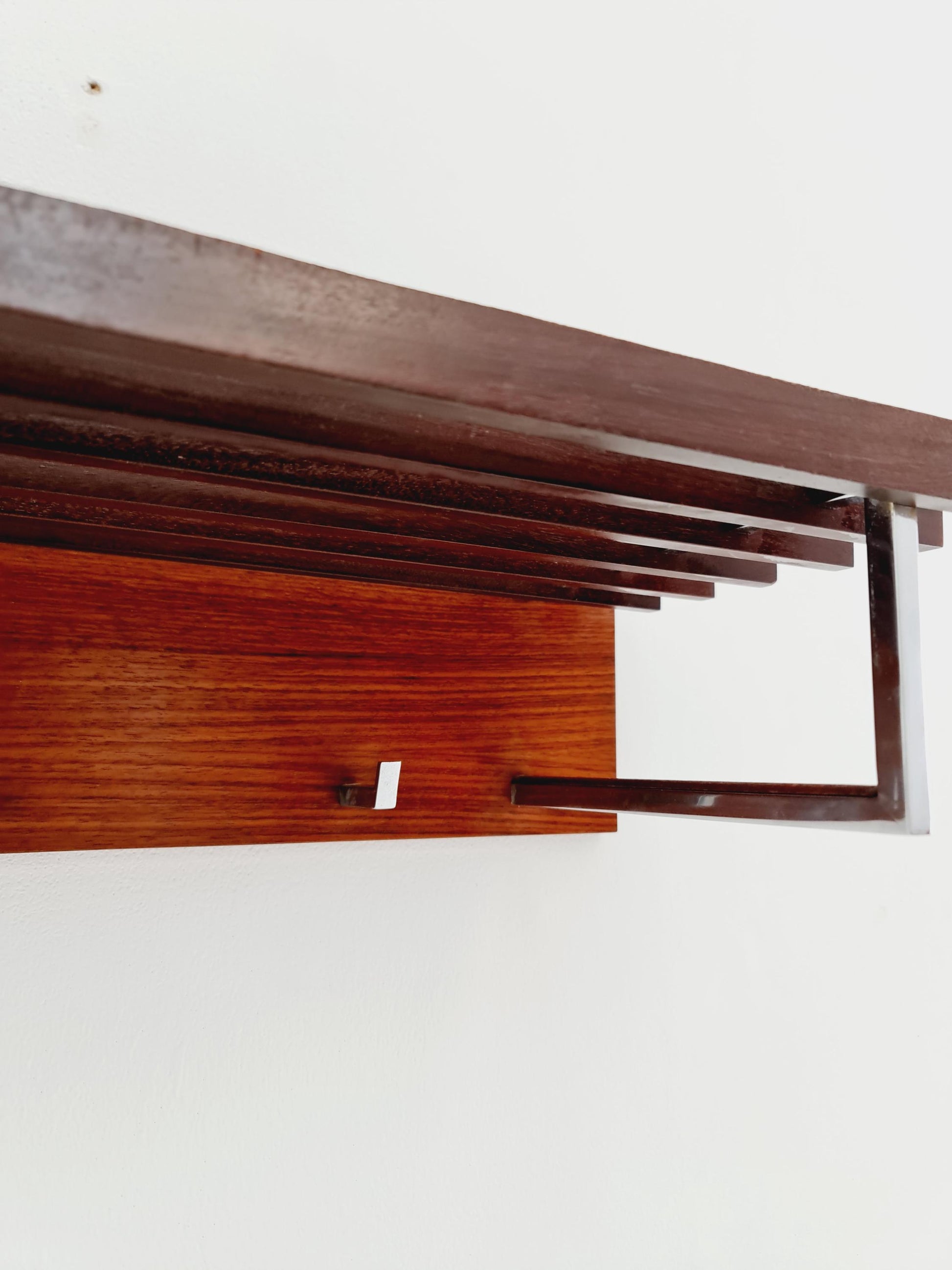 Mid century German Wardarobe , teak wall coat rack 1960s