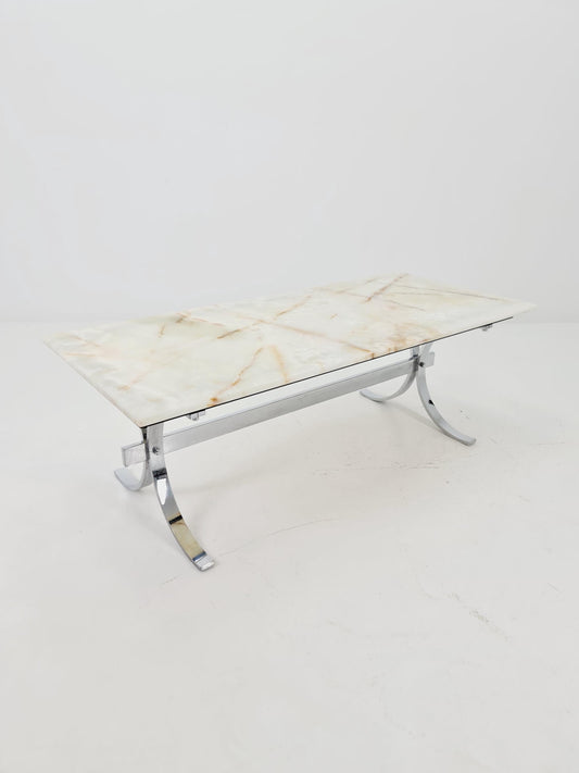 Mid-Century Modern Onyx and Chrome Coffee Table 1970s