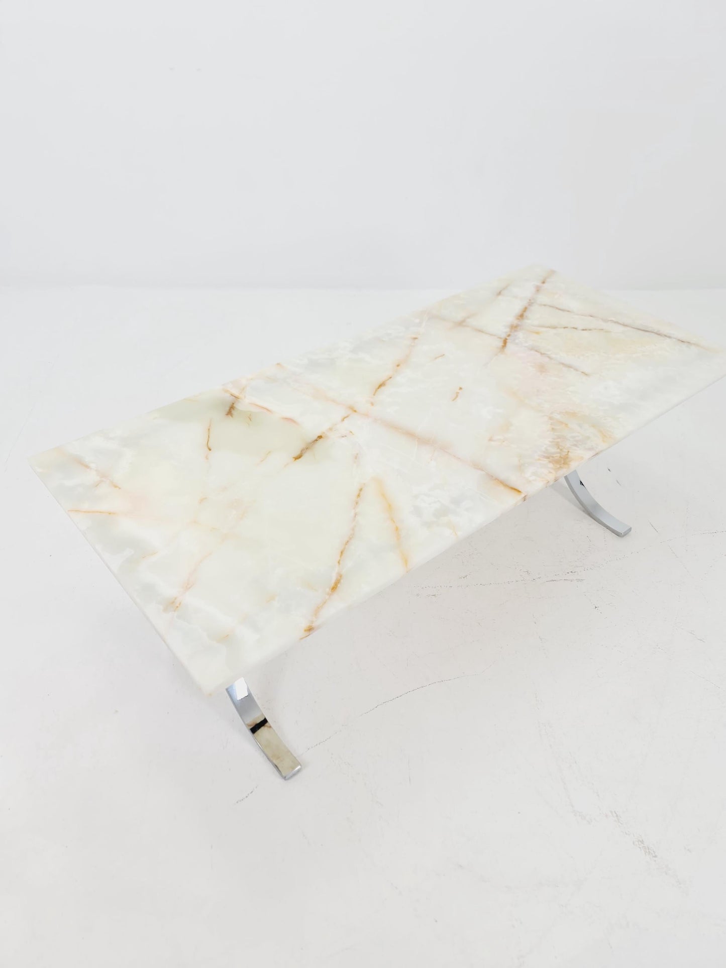 Mid-Century Modern Onyx and Chrome Coffee Table 1970s