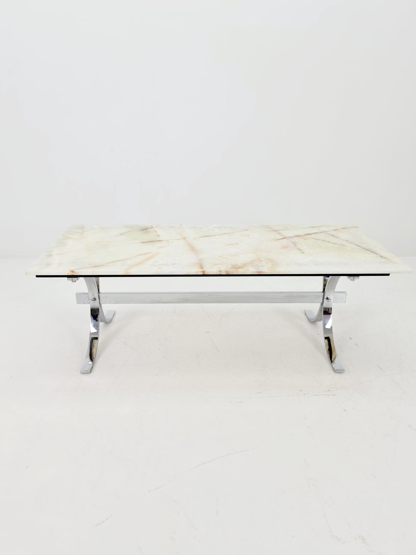 Mid-Century Modern Onyx and Chrome Coffee Table 1970s