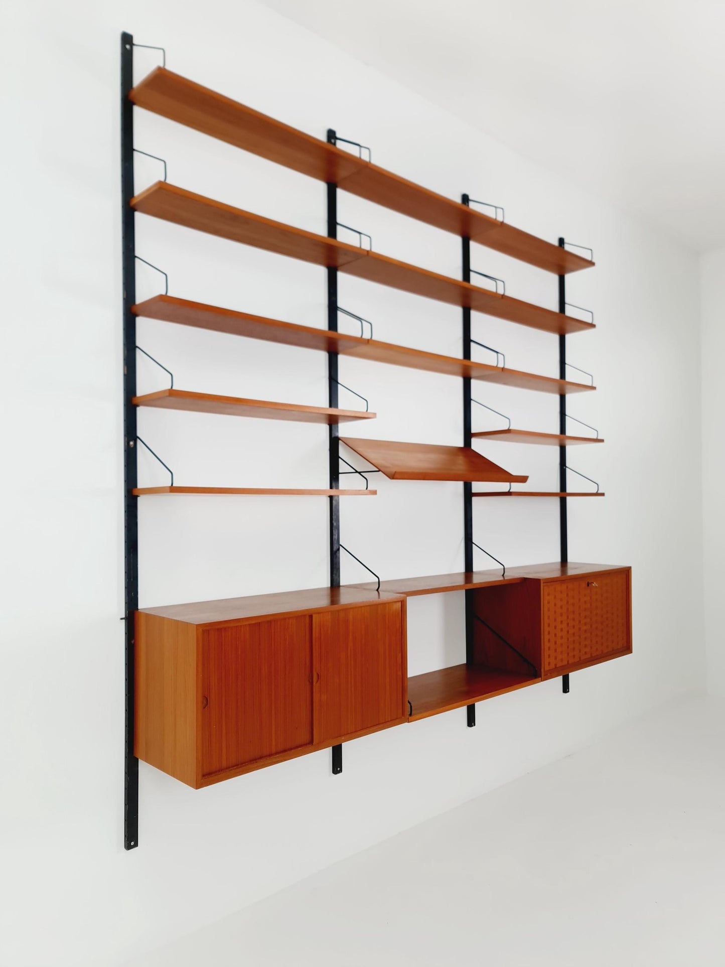 Big Mid century Danish Teak Wall Unit with 2 cabinets by Poul Cadovius for Cado, Denmark, 1960s