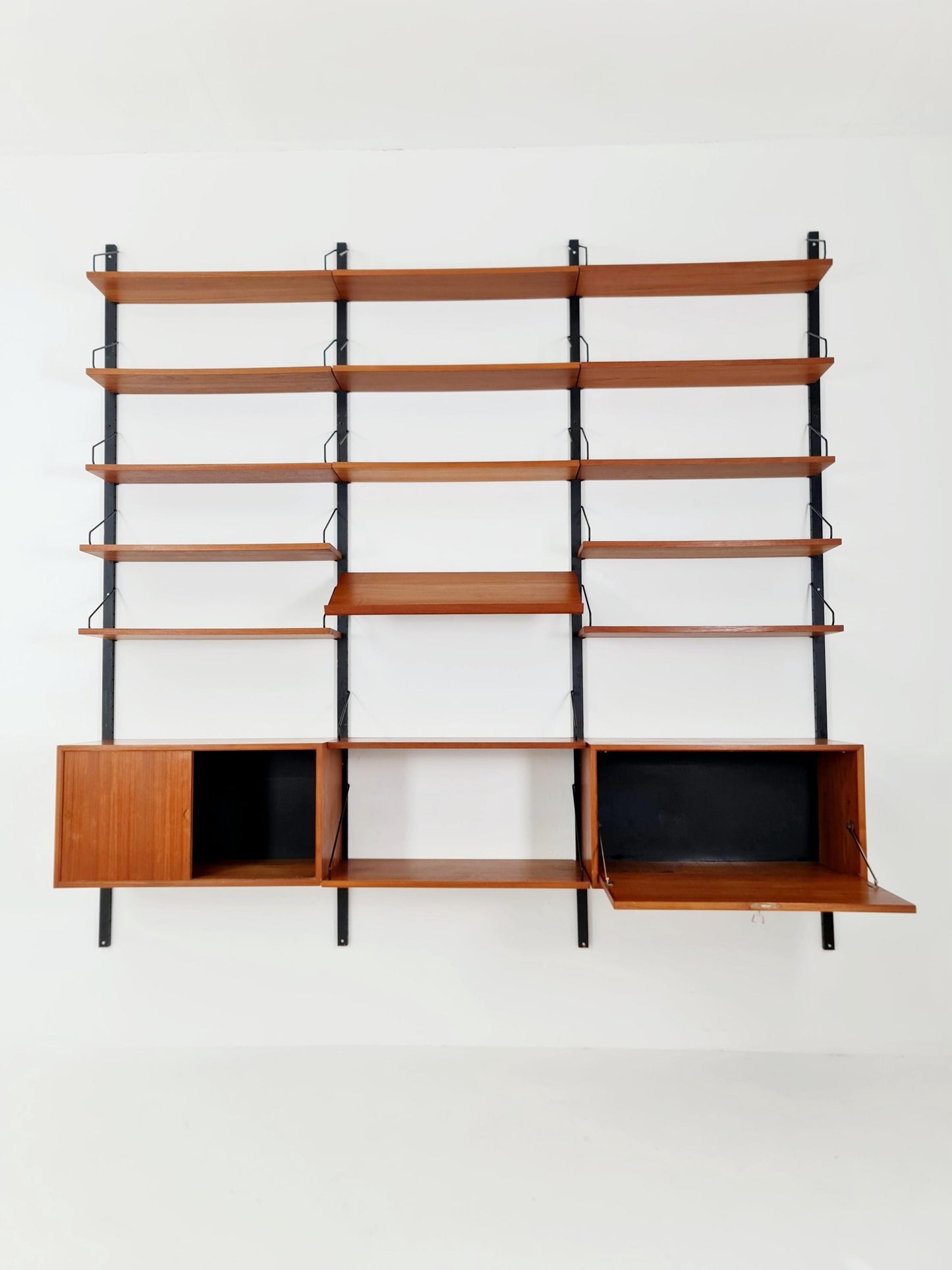 Big Mid century Danish Teak Wall Unit with 2 cabinets by Poul Cadovius for Cado, Denmark, 1960s