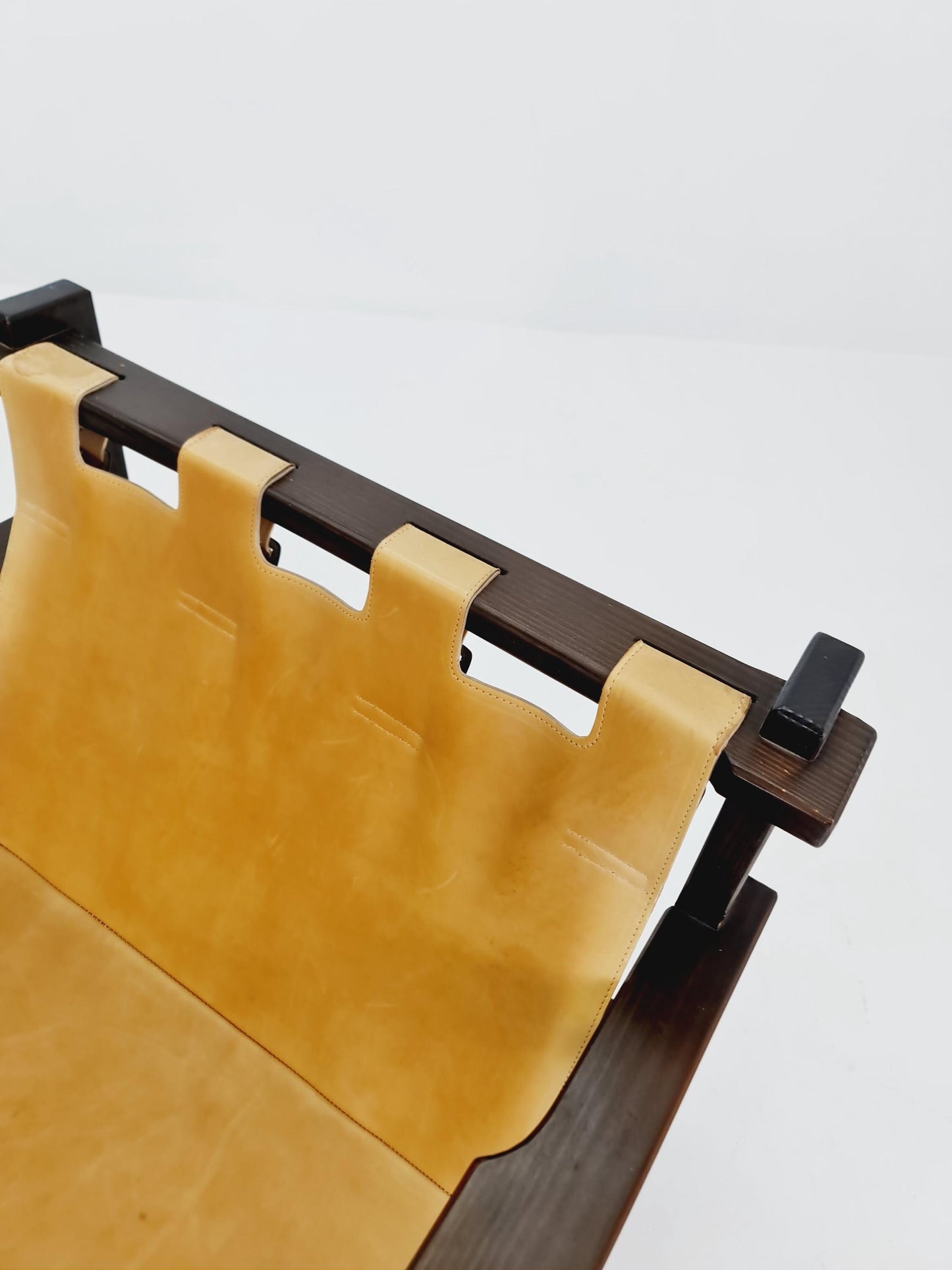mid century armchairs in leather and wood By Straub Germany , 1960s