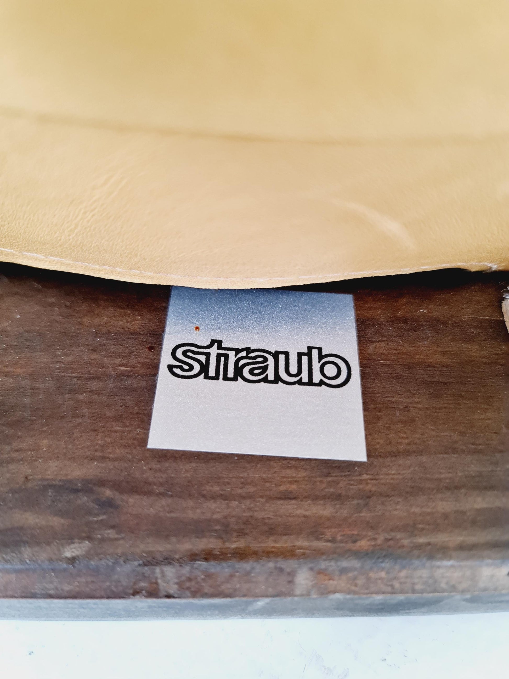 mid century armchairs in leather and wood By Straub Germany , 1960s
