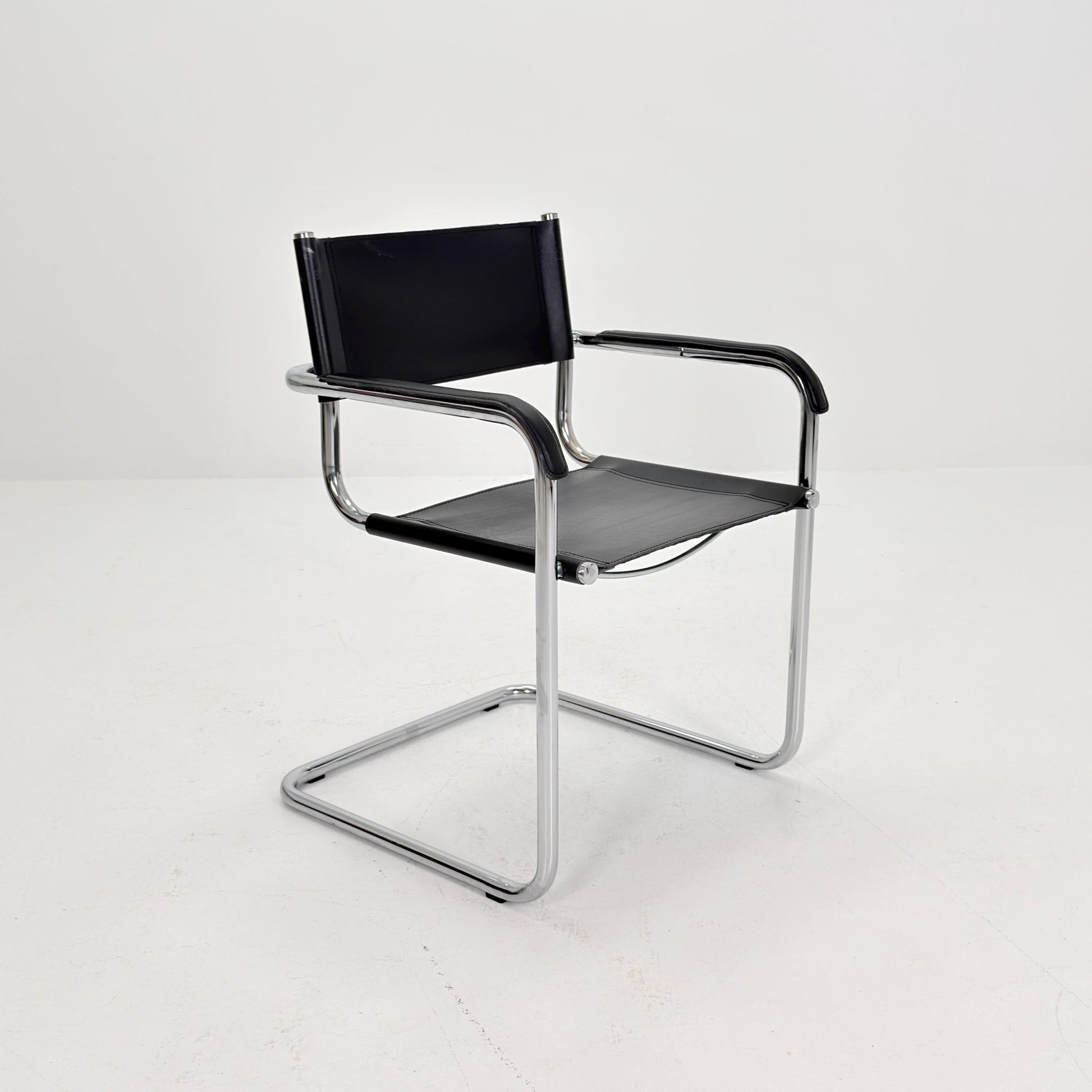 1 of 6 Mid Century iconic Mart Stam S34 armchair / Bauhaus chrome tube steel and leather / 80s vintage cantilever chair s43