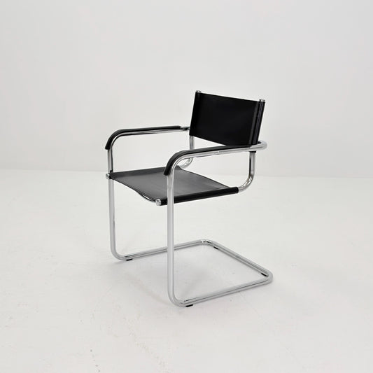 1 of 6 Mid Century iconic Mart Stam S34 armchair / Bauhaus chrome tube steel and leather / 80s vintage cantilever chair s43