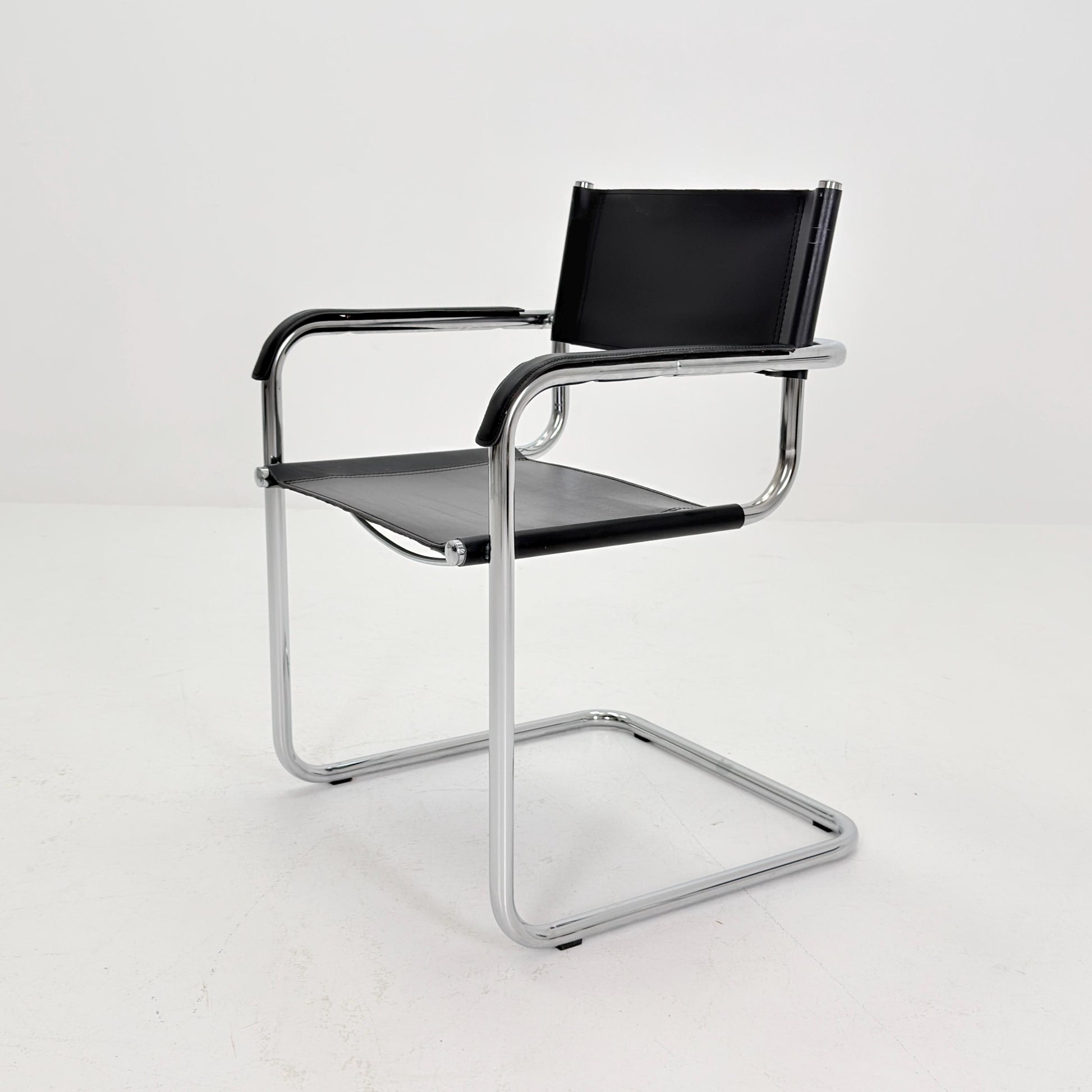 1 of 6 Mid Century iconic Mart Stam S34 armchair / Bauhaus chrome tube steel and leather / 80s vintage cantilever chair s43