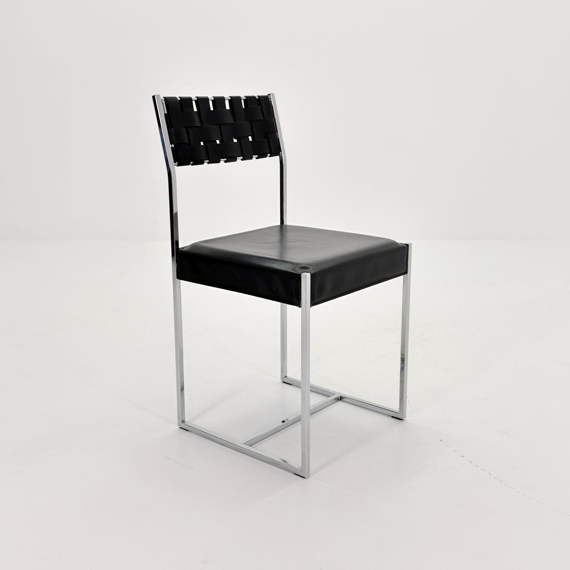 Mid Century Italian Leather Dining Chair by Arrben 1980s Italy