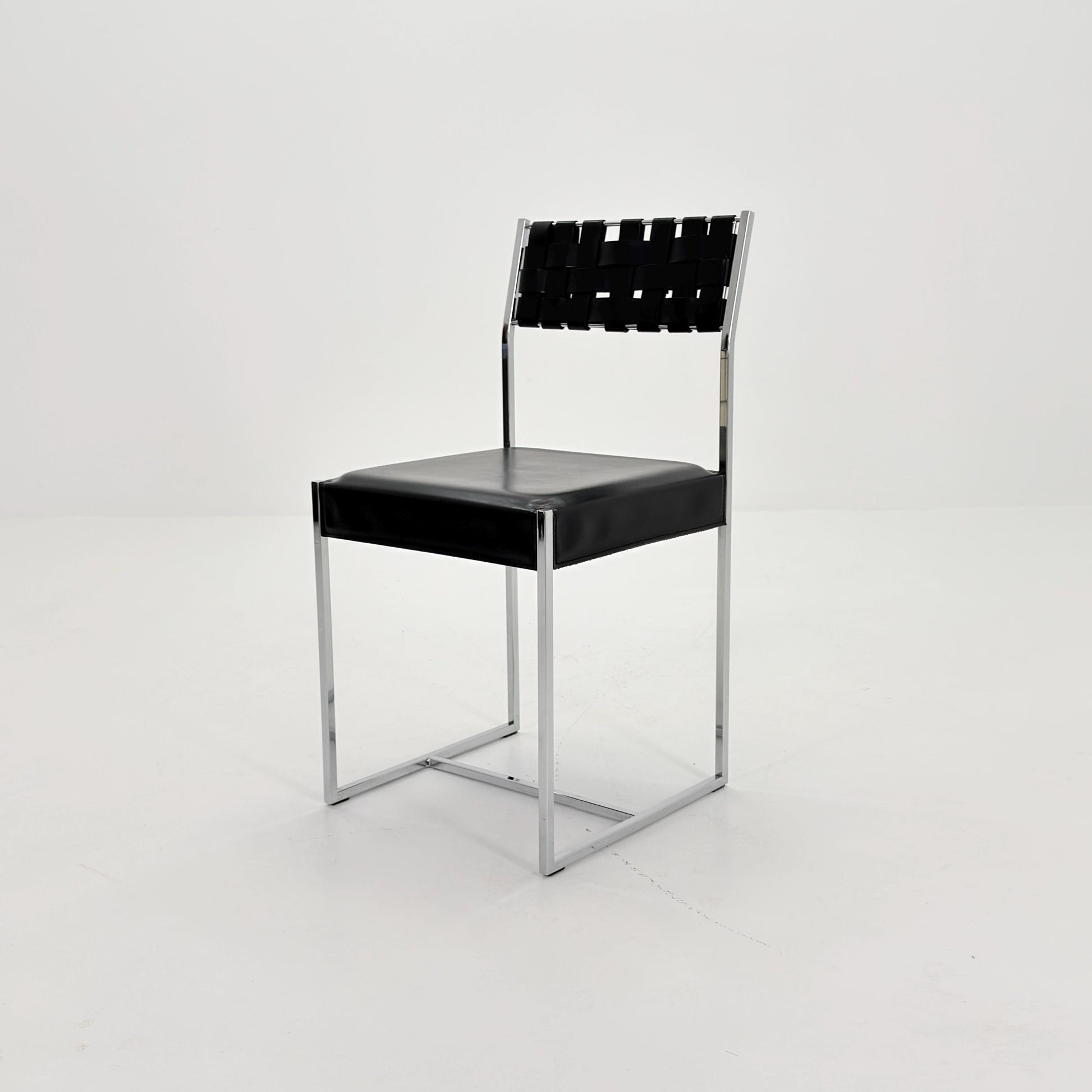 Mid Century Italian Leather Dining Chair by Arrben 1980s Italy