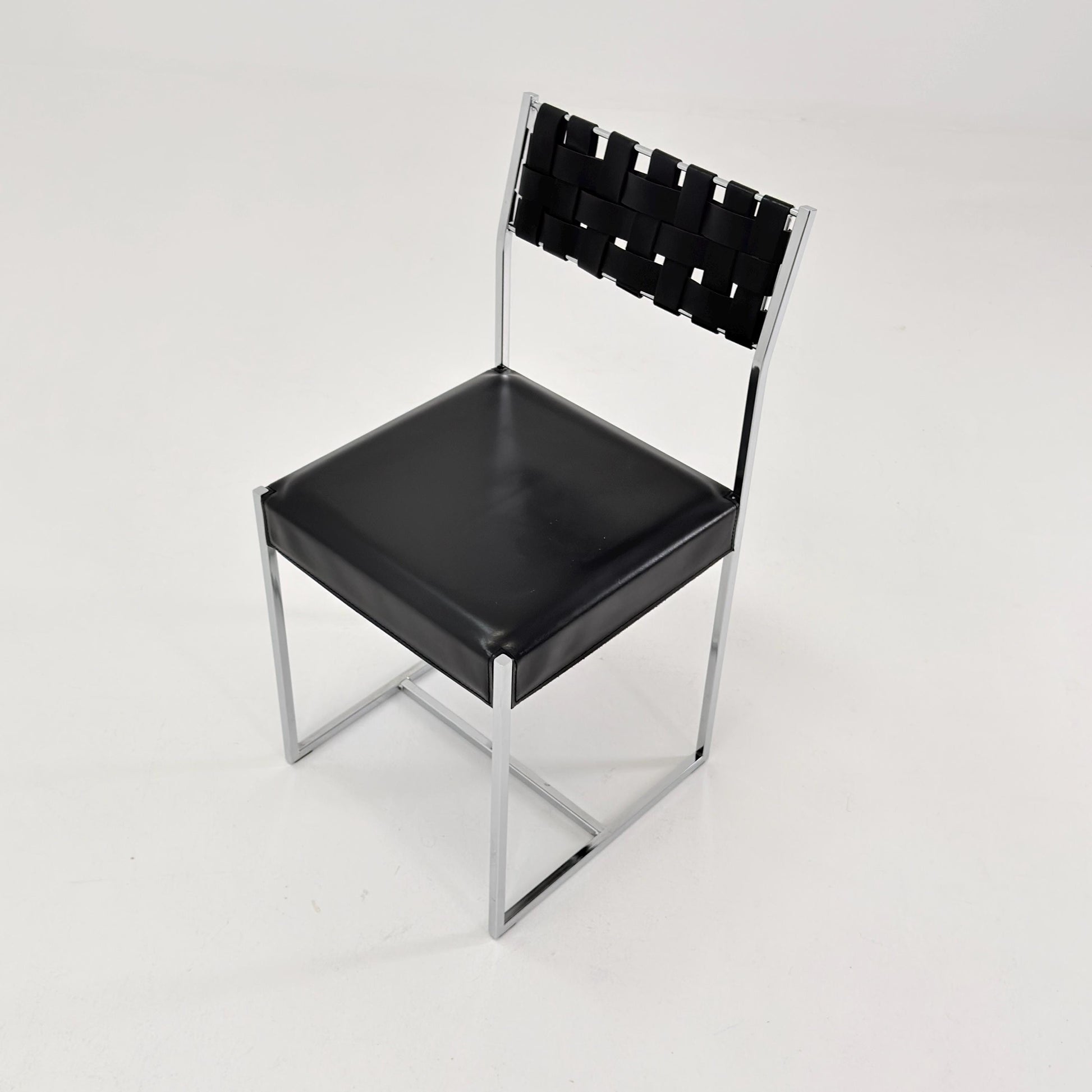 Mid Century Italian Leather Dining Chair by Arrben 1980s Italy
