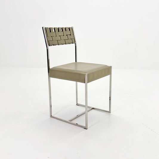 Mid Century Italian Leather Dining Chair by Arrben 1980s Italy