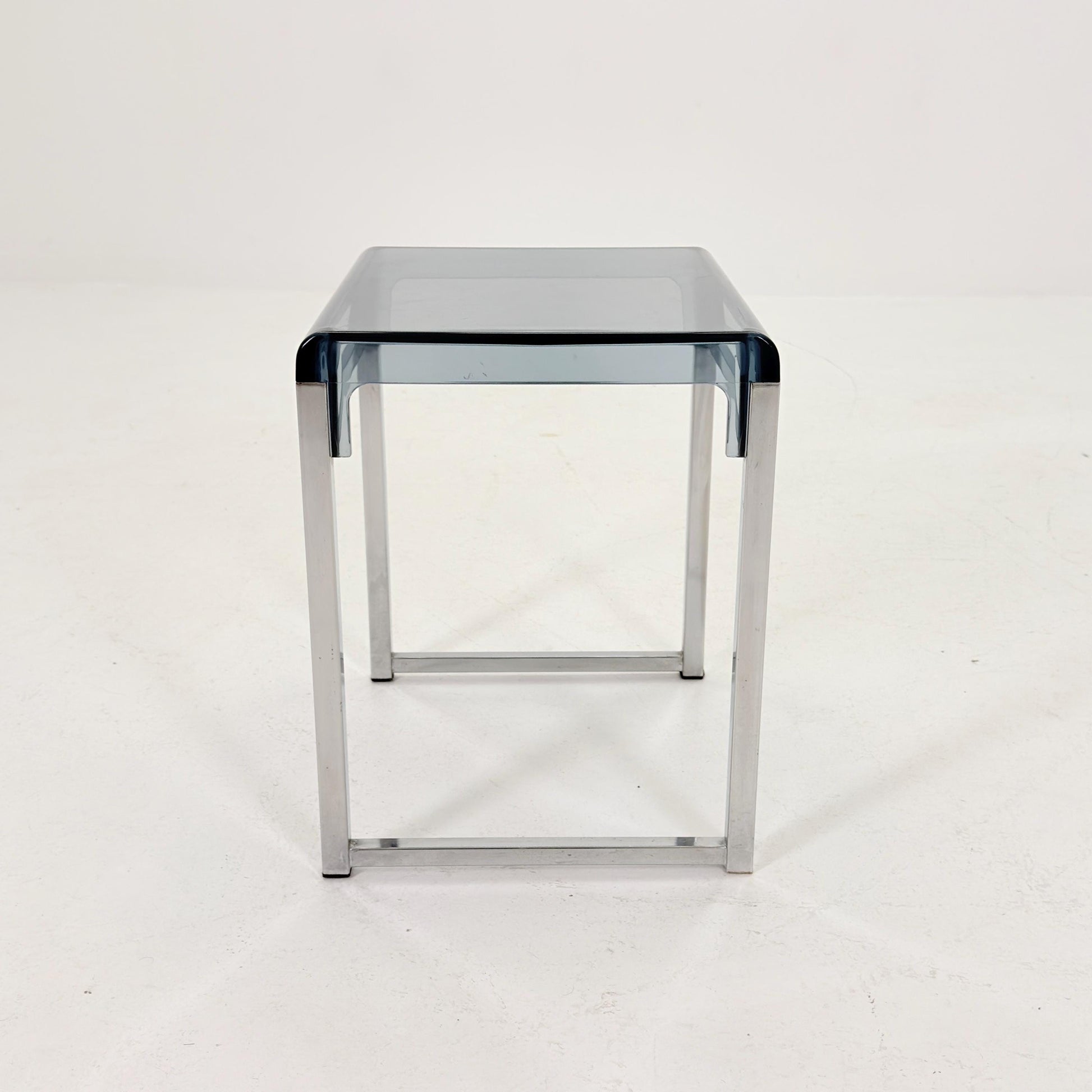 Mid Century Space Age Blue Side Table by Marc Berthier for Prisunic, 1970s