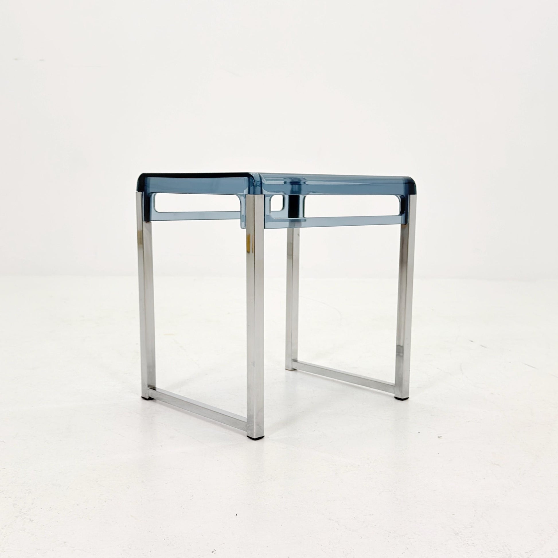 Mid Century Space Age Blue Side Table by Marc Berthier for Prisunic, 1970s