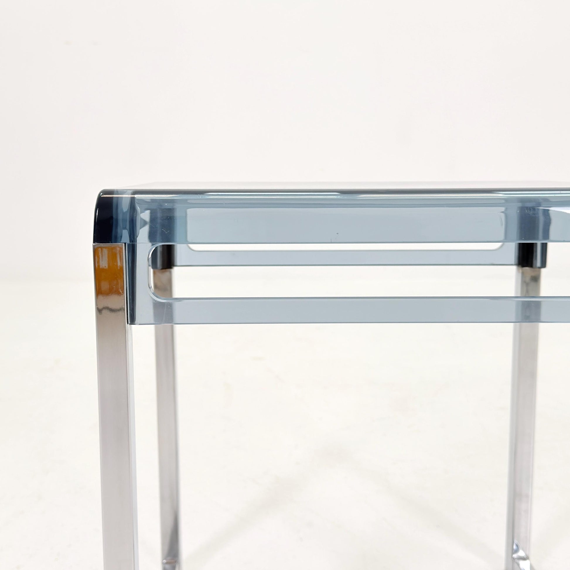 Mid Century Space Age Blue Side Table by Marc Berthier for Prisunic, 1970s