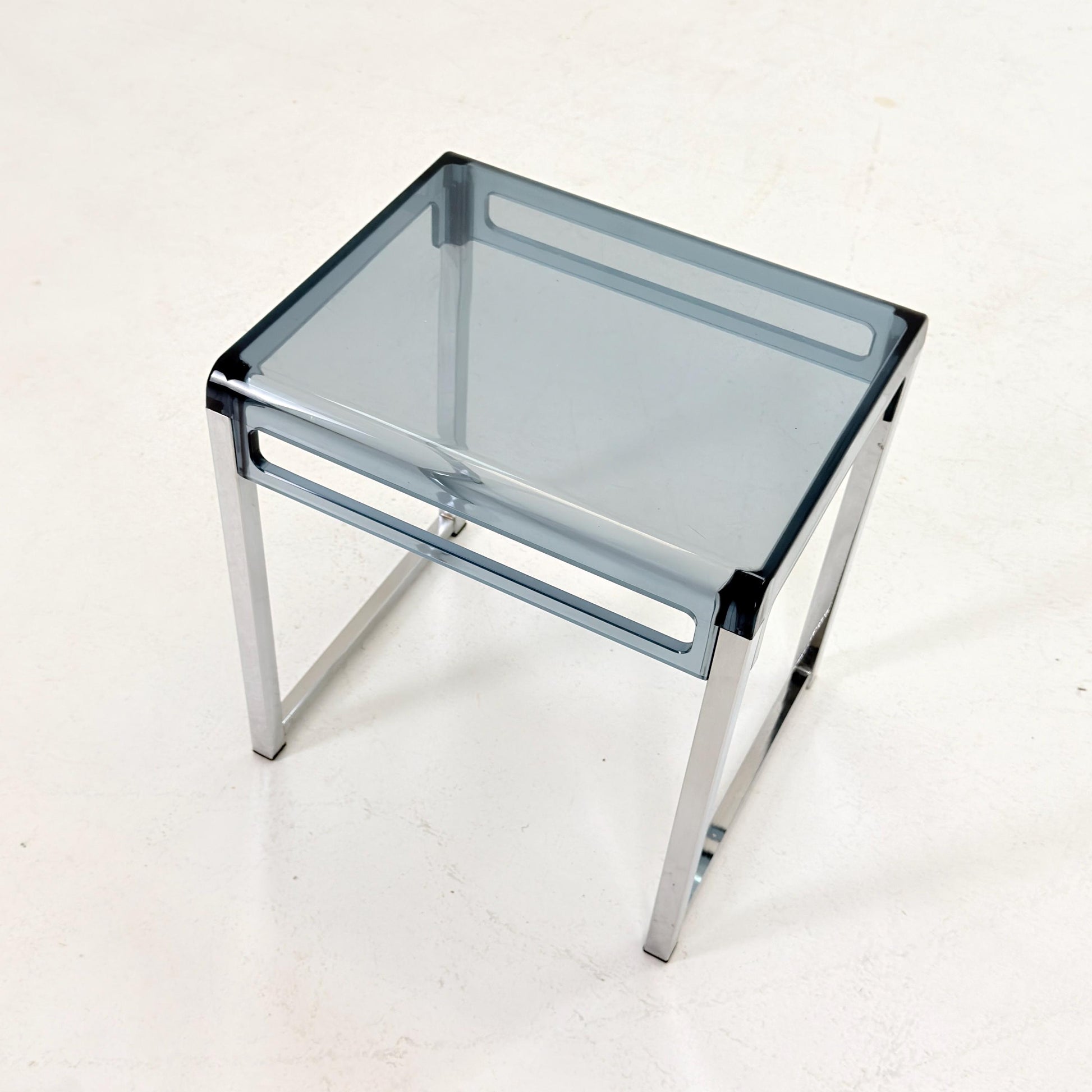 Mid Century Space Age Blue Side Table by Marc Berthier for Prisunic, 1970s