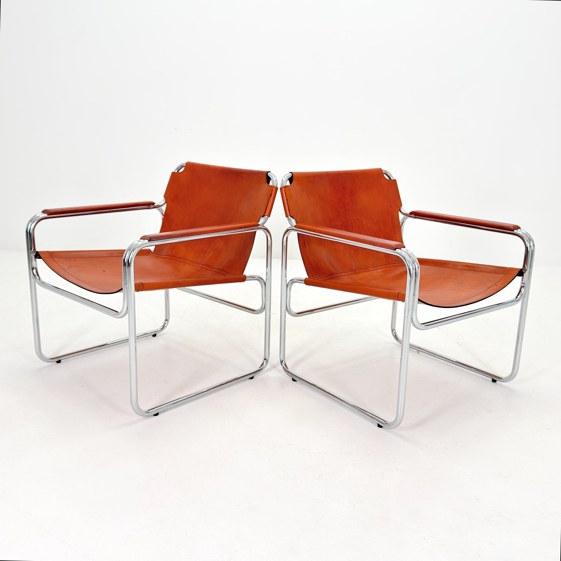 Mid-Century Italian Leather & Chrome Armchair Jox Interni 1970s