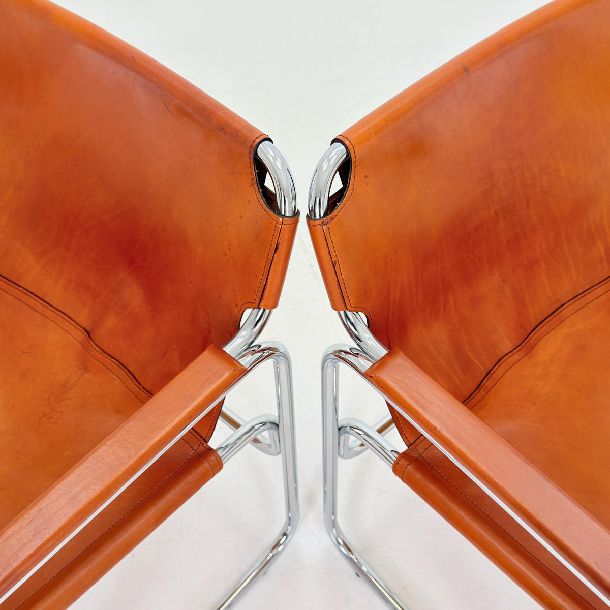 1 of 2 Mid-Century Italian Leather & Chrome Lounge Armchairs – Jox Interni, 1970s