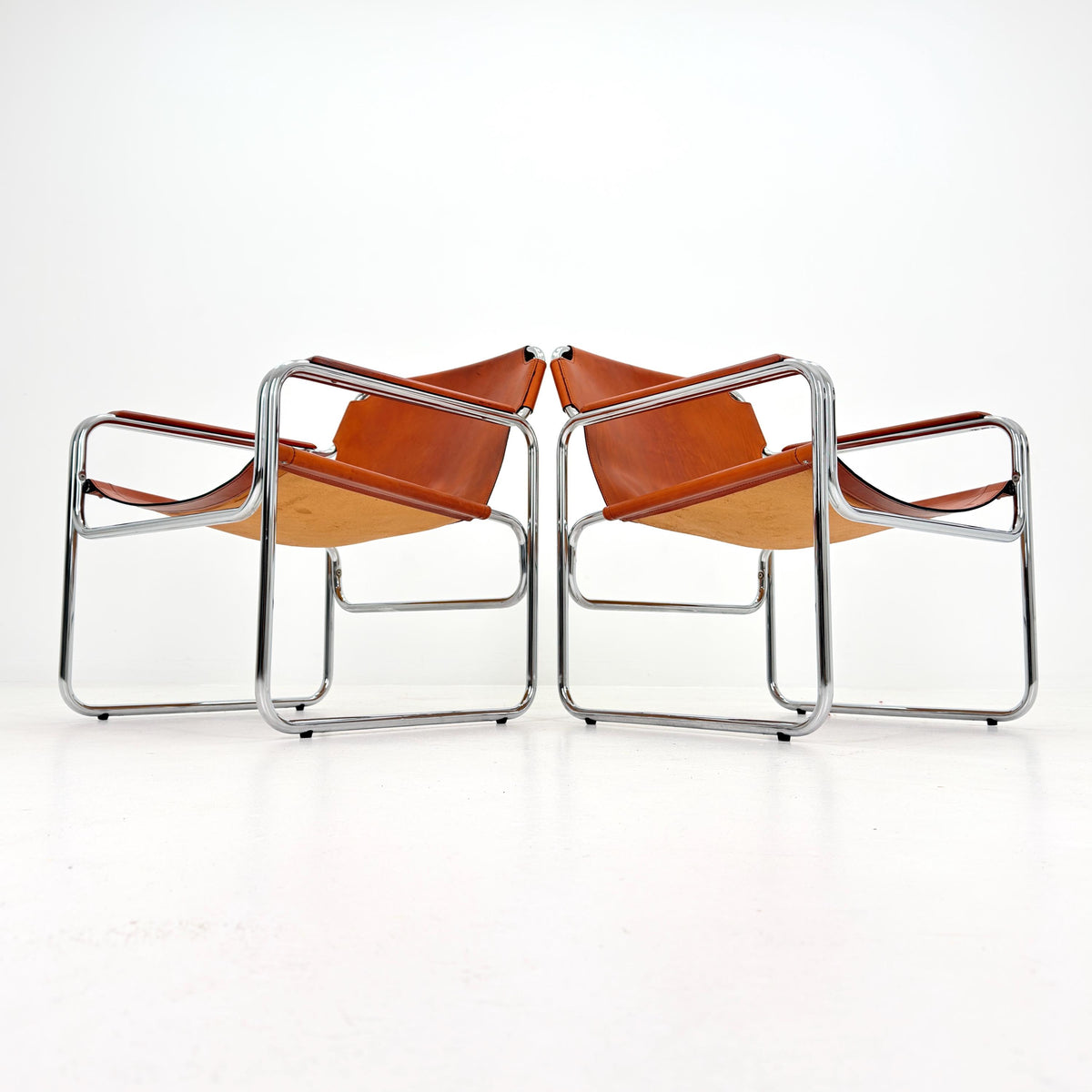 1 of 2 Mid-Century Italian Leather & Chrome Lounge Armchairs – Jox Interni, 1970s