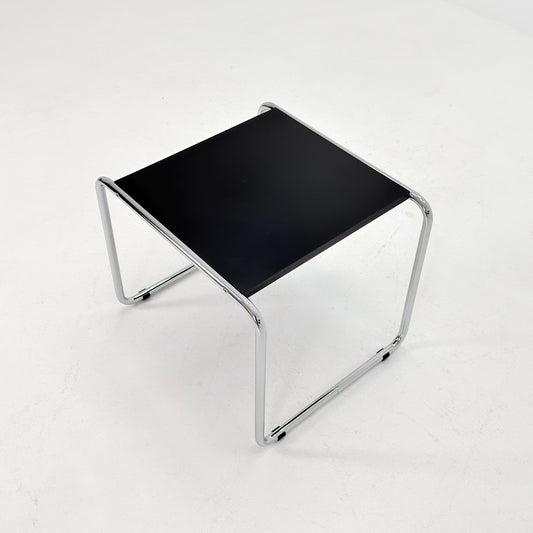 Mid century Bauhaus Marcel Breuer - Laccio Side coffee Table black Laminated Top with Tubular Chromed Base 1980s Itlay