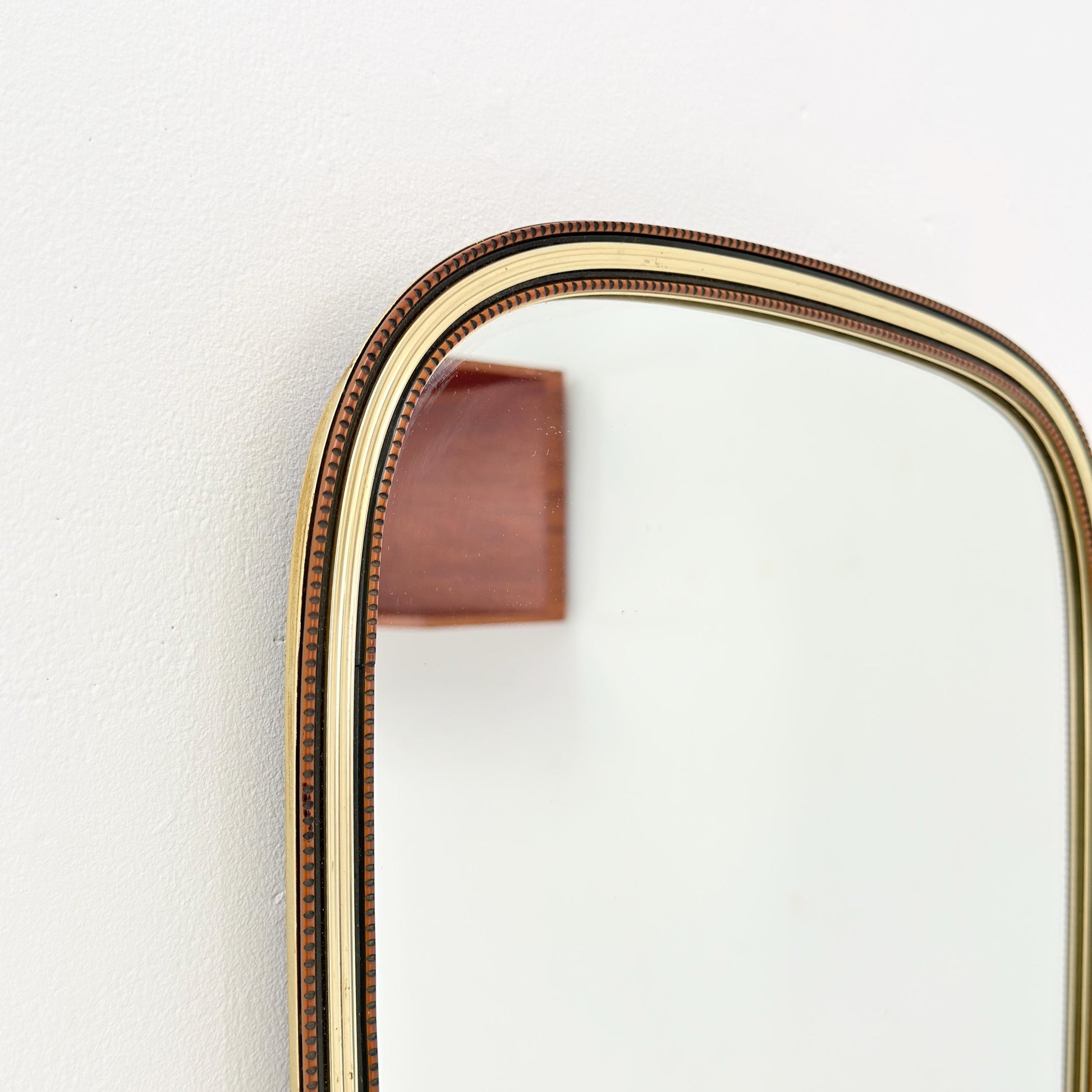 Mid-Century Brass Kidney Wall Mirror, 1960s Germany