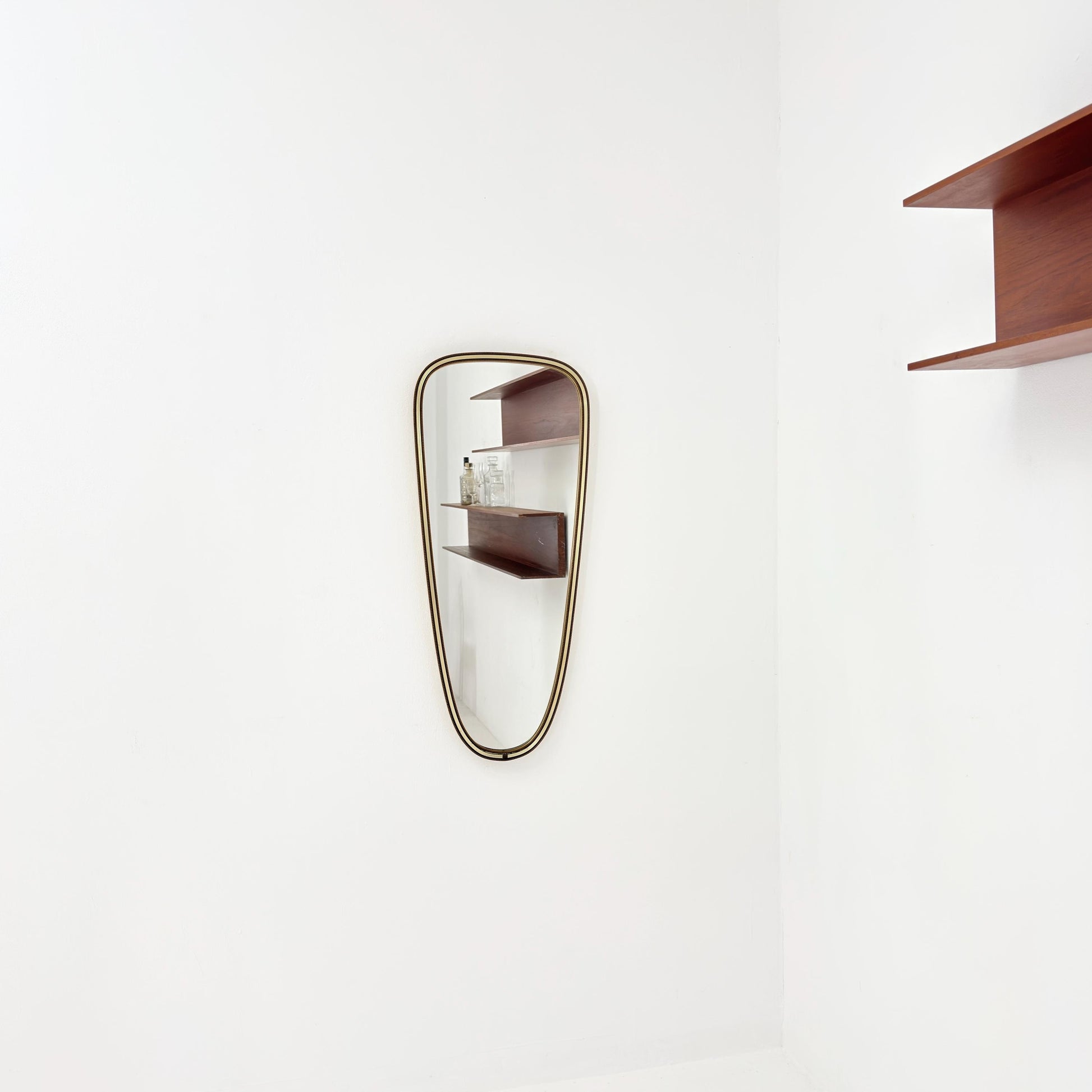 Mid-Century Brass Kidney Wall Mirror, 1960s Germany