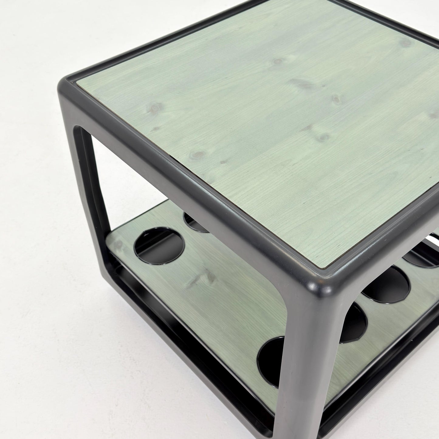 Rare Space Age Cube Bar Cart, by Horn 1970s Germany – Vintage Club Würfel Bar Table, Black & Green