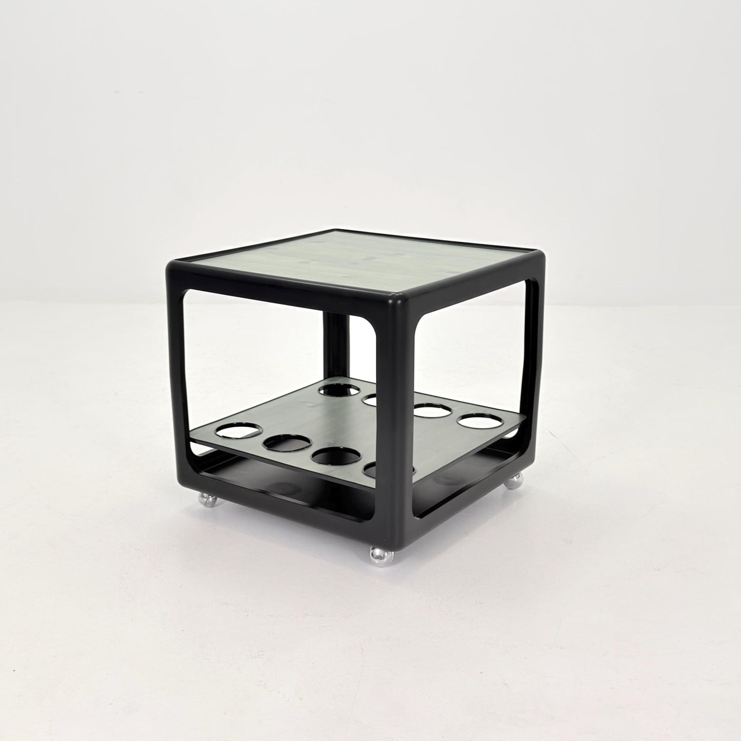 Rare Space Age Cube Bar Cart, by Horn 1970s Germany – Vintage Club Würfel Bar Table, Black & Green