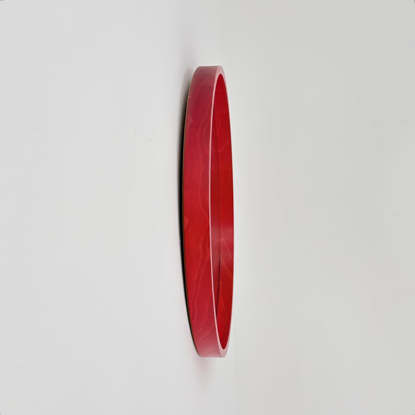 Mid-Century Large Round Wooden Wall Mirror, 1970s Germany