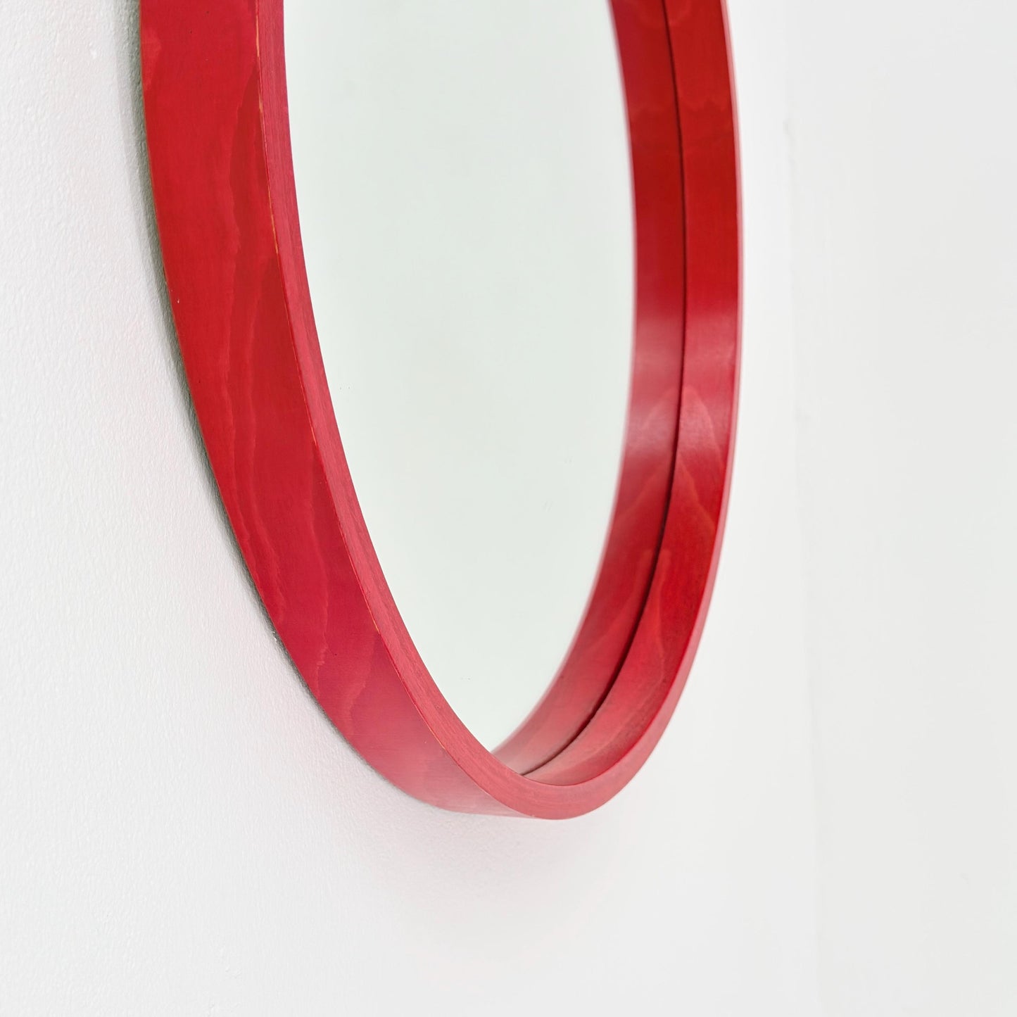 Mid-Century Large Round Wooden Wall Mirror, 1970s Germany