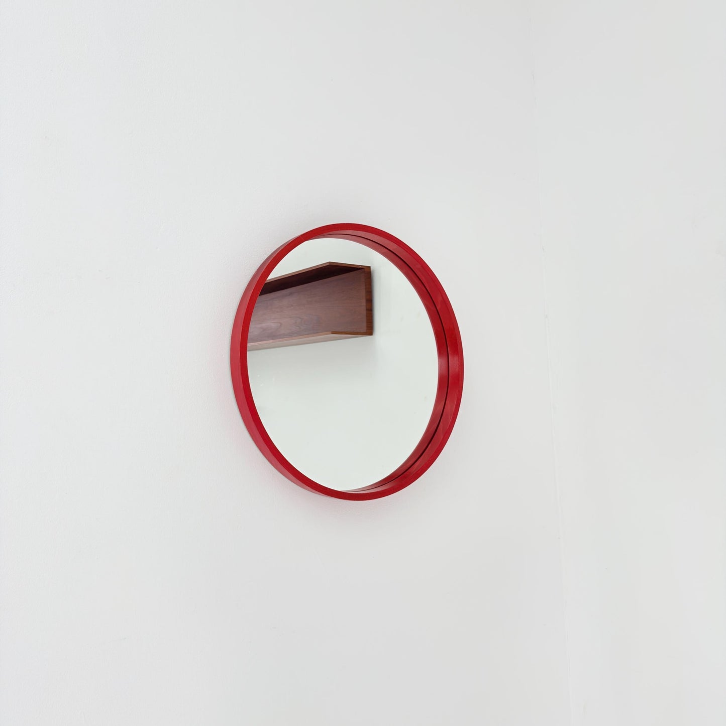 Mid-Century Large Round Wooden Wall Mirror, 1970s Germany
