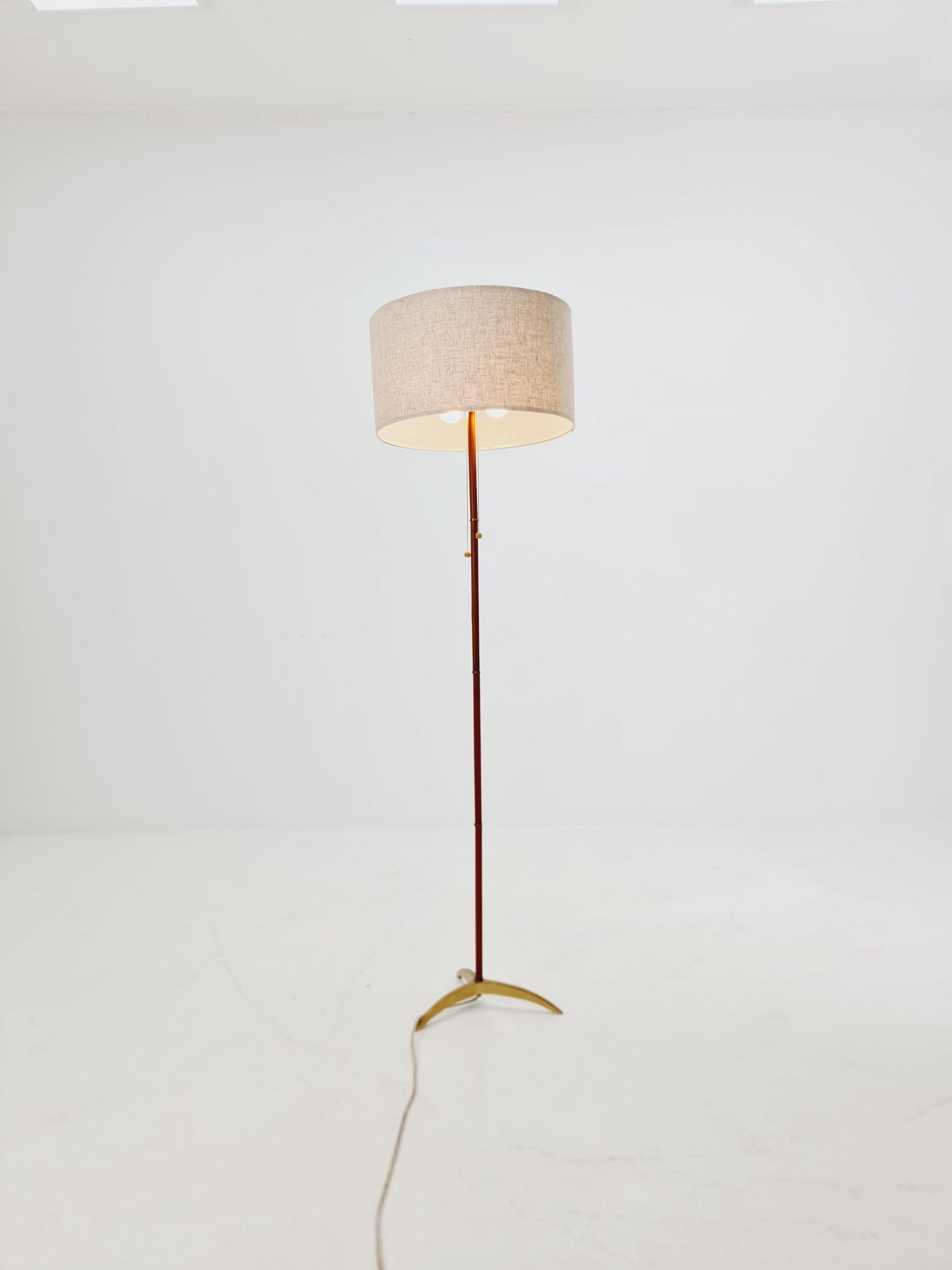 Rare Tripod Mid century German floor lamp Brass 1960s