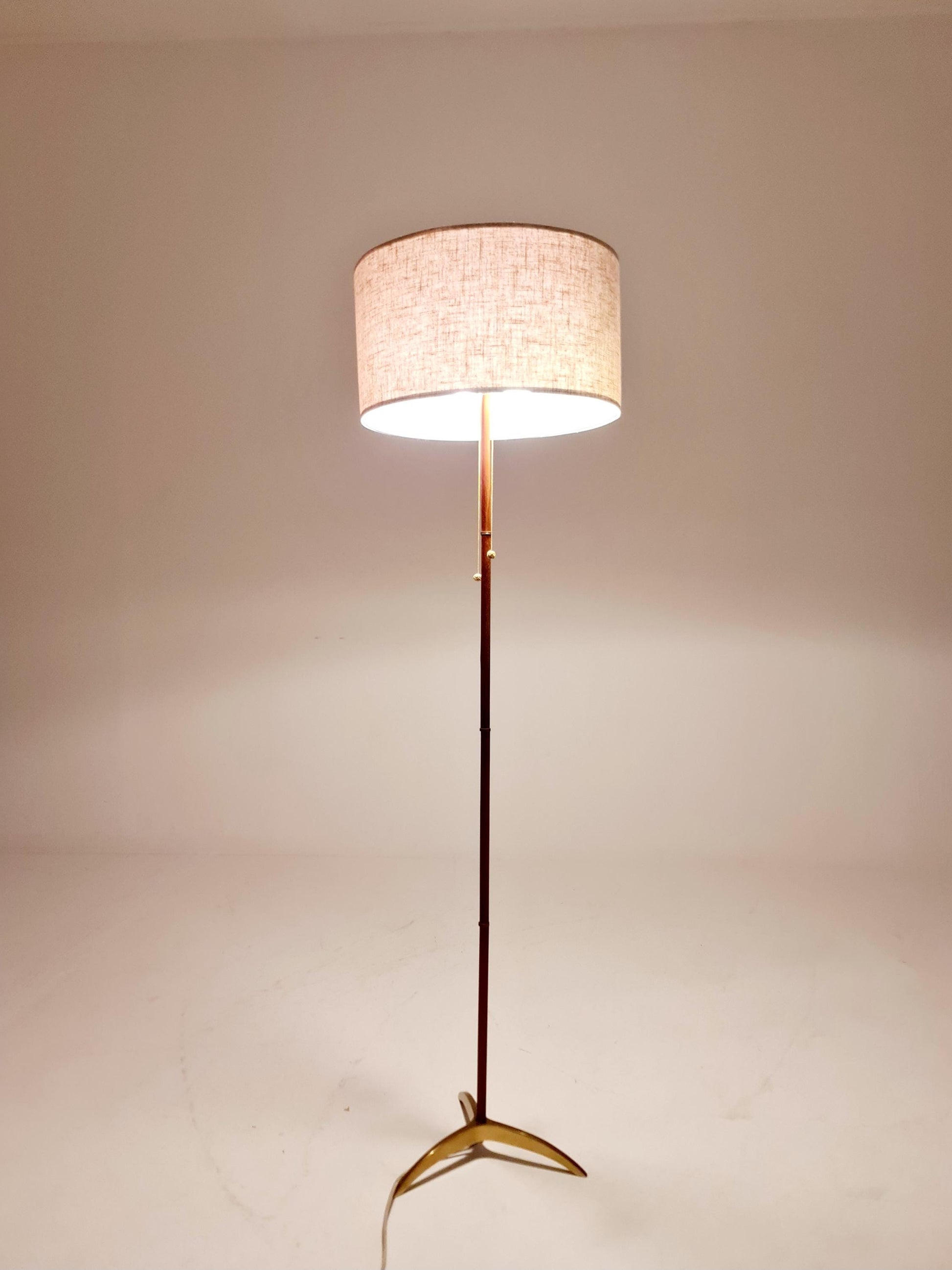 Rare Tripod Mid century German floor lamp Brass 1960s