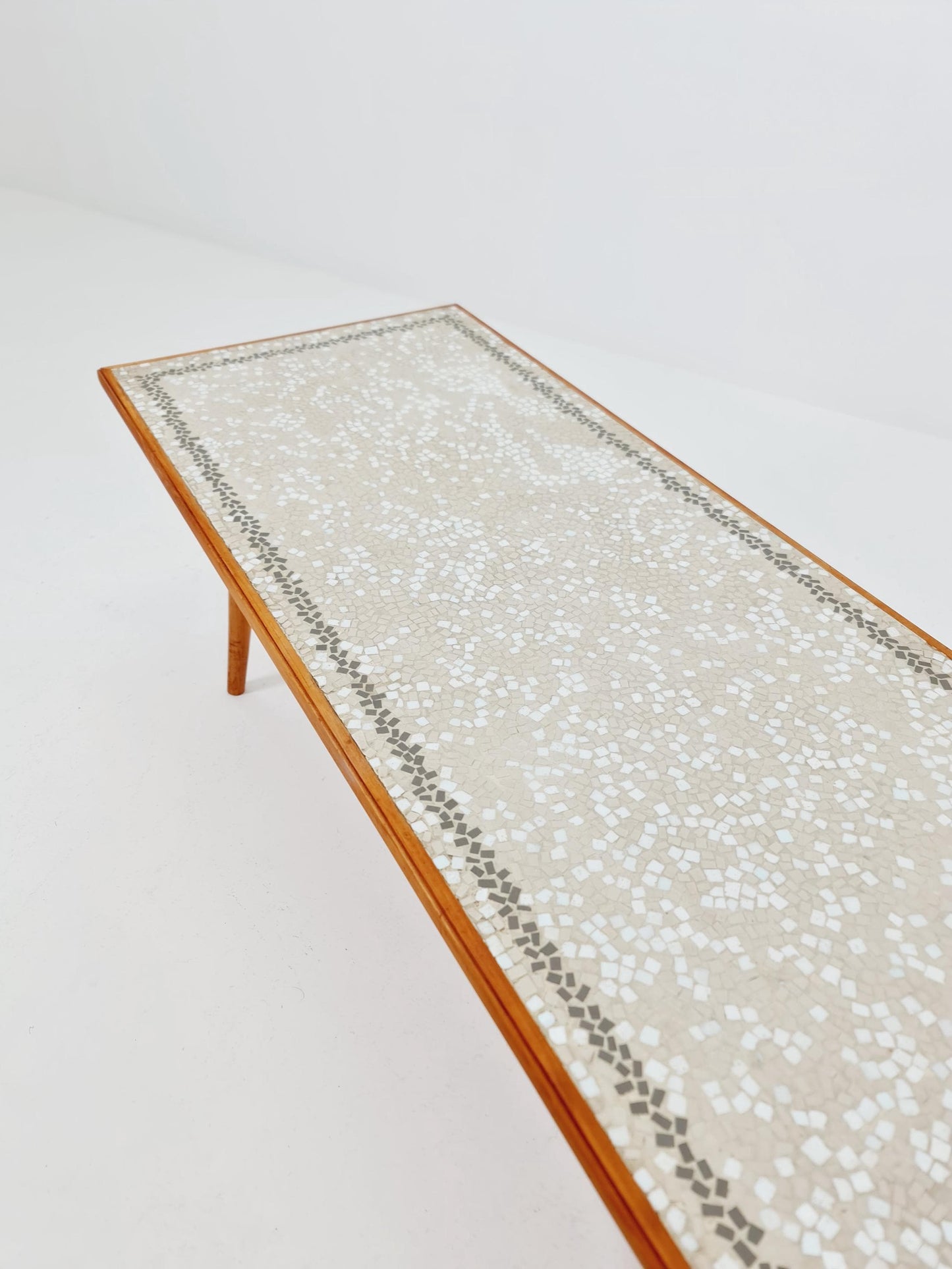Unique mosaic & solid Wood coffee table 1950s