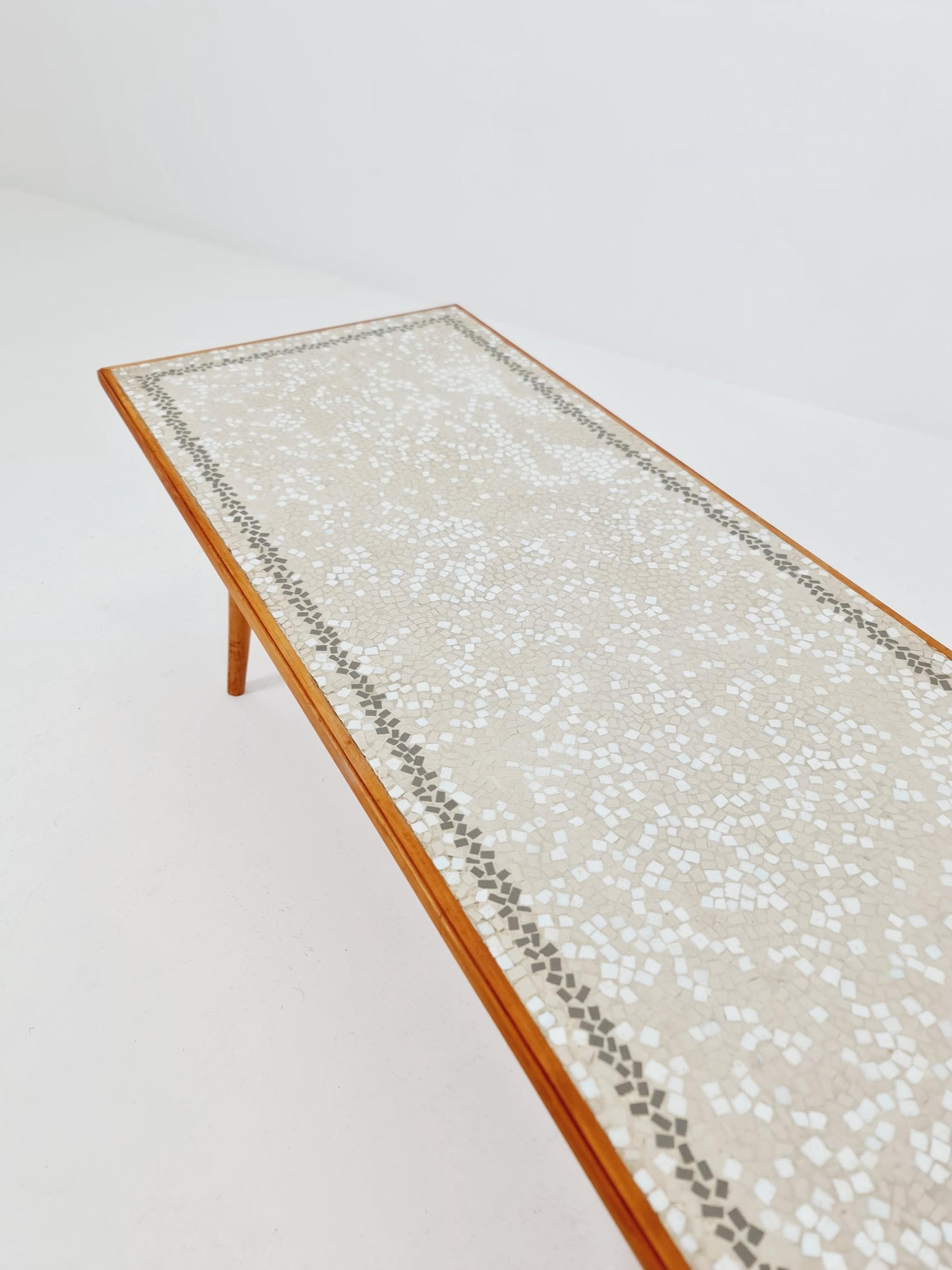 Unique mosaic & solid Wood coffee table 1950s