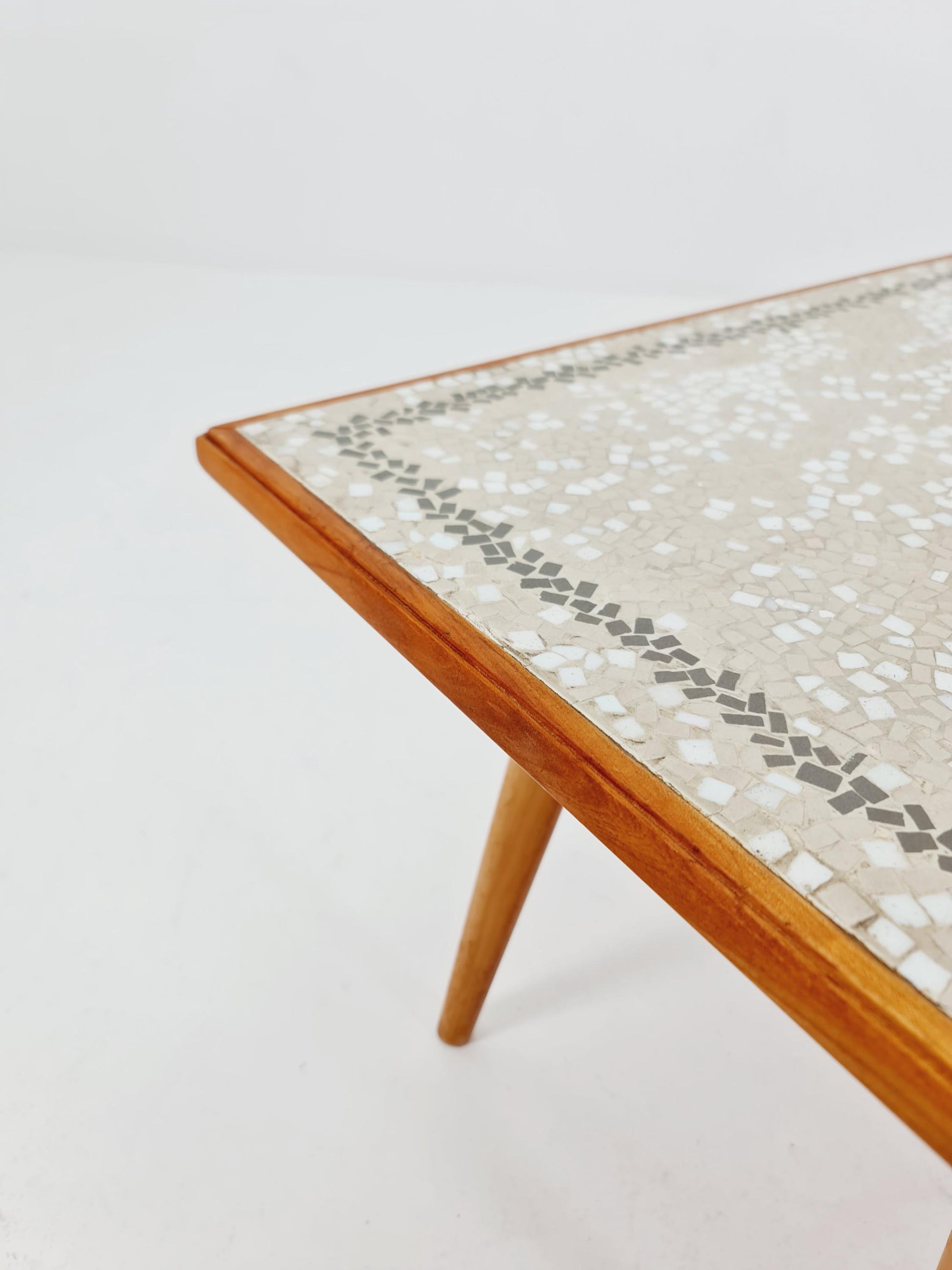 Unique mosaic & solid Wood coffee table 1950s