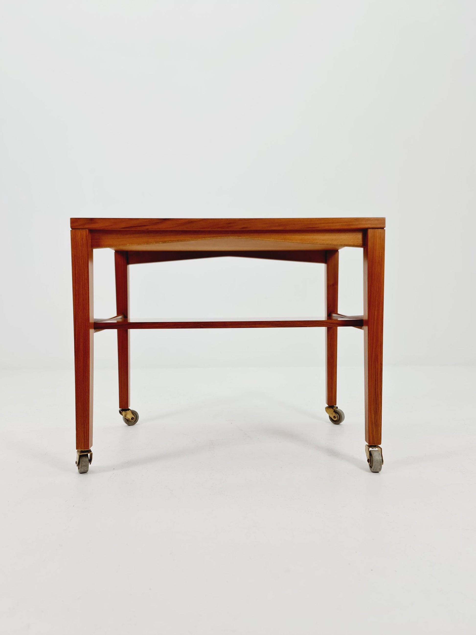 Vintage German mid century trolley bar cart in Walnut By Wilhelm Renz , 1960s