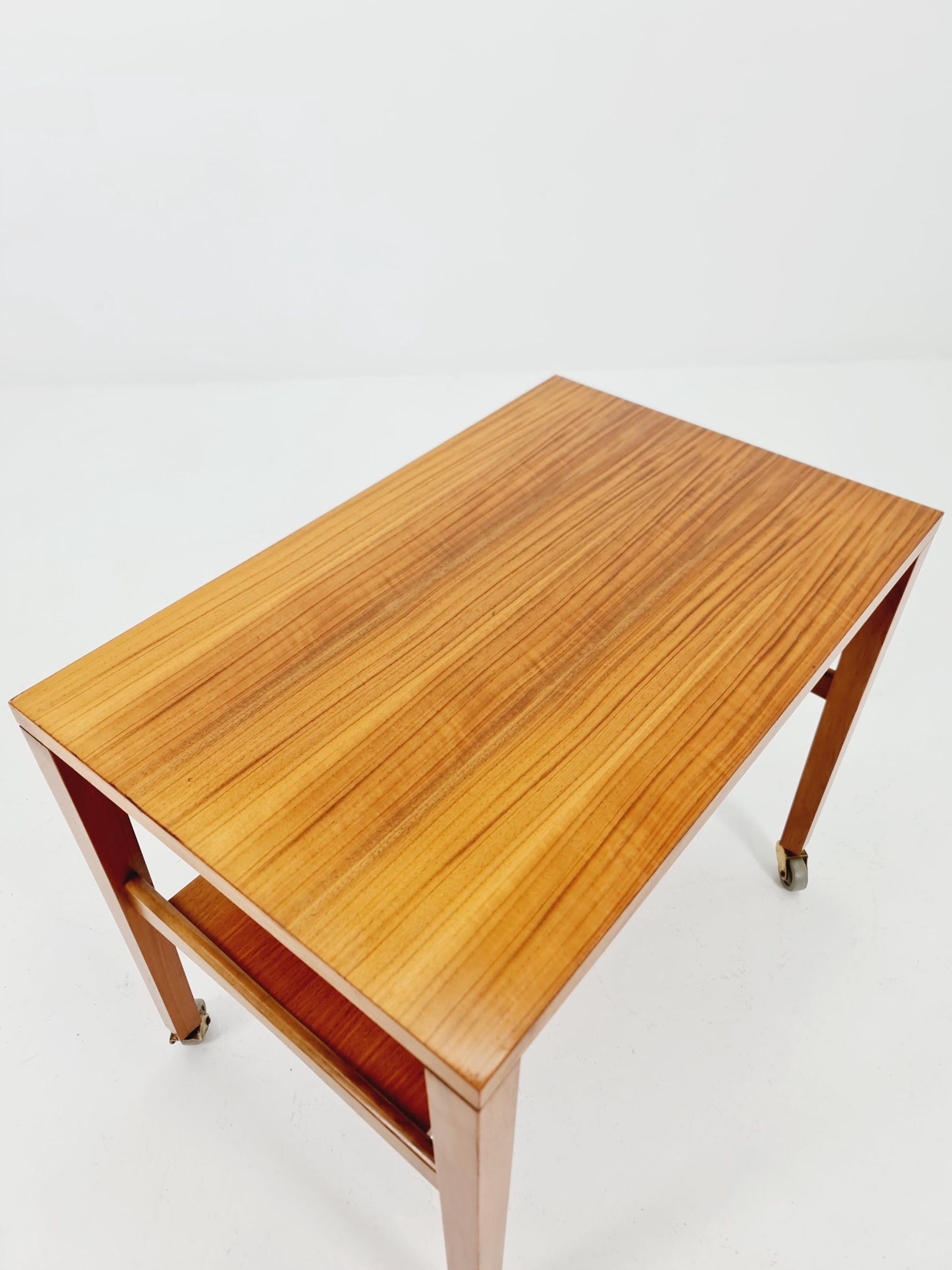 Vintage German mid century trolley bar cart in Walnut By Wilhelm Renz , 1960s