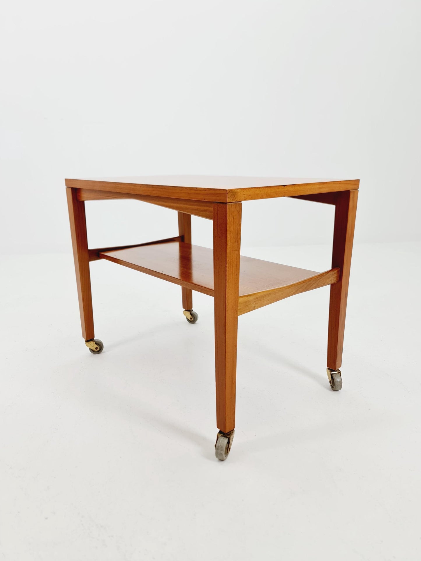 Vintage German mid century trolley bar cart in Walnut By Wilhelm Renz , 1960s