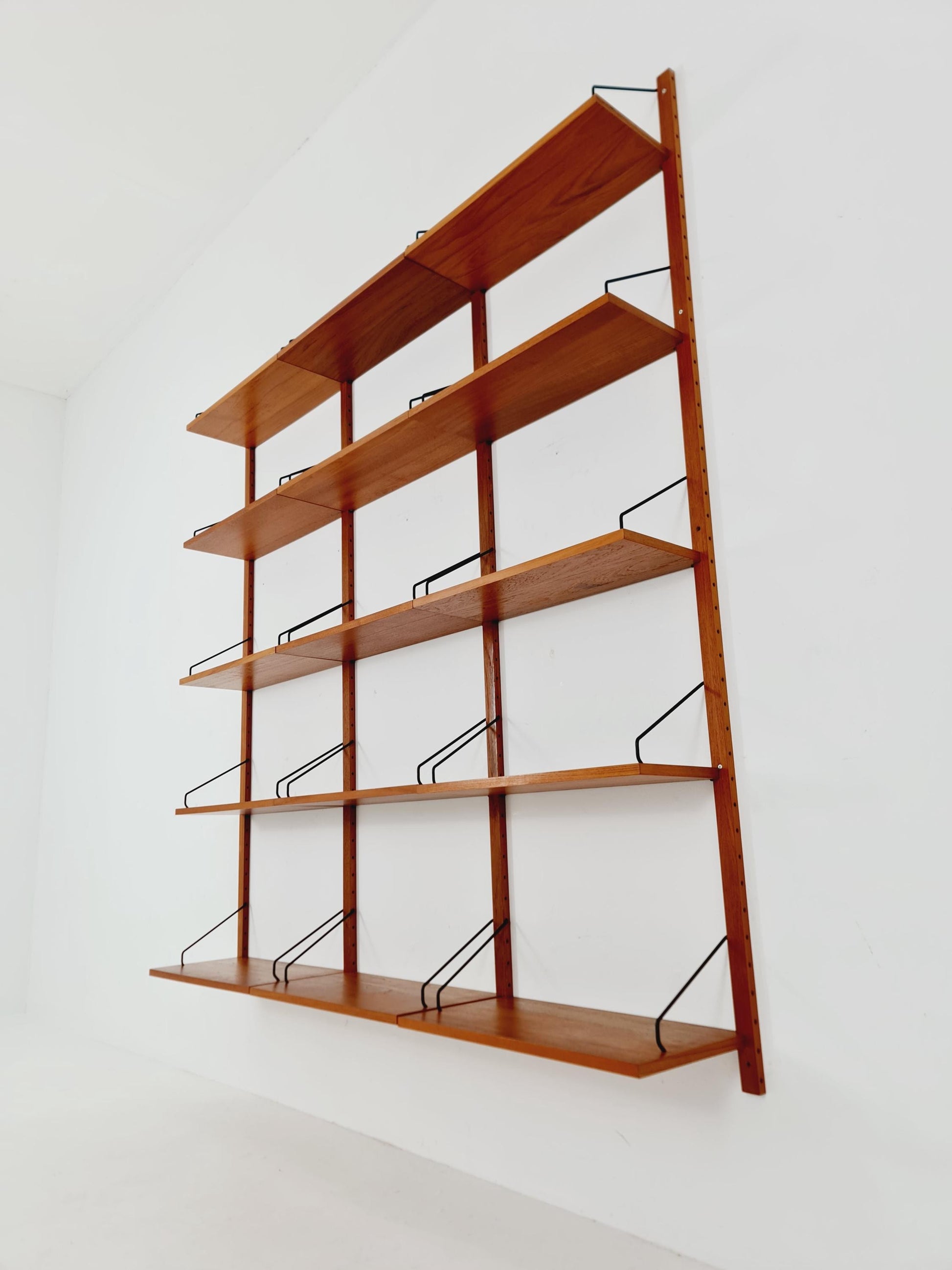 Midcentury Danish Teak Wall-Mounted Shelving Unit, by Royal for Poul Cadovius, 1960s