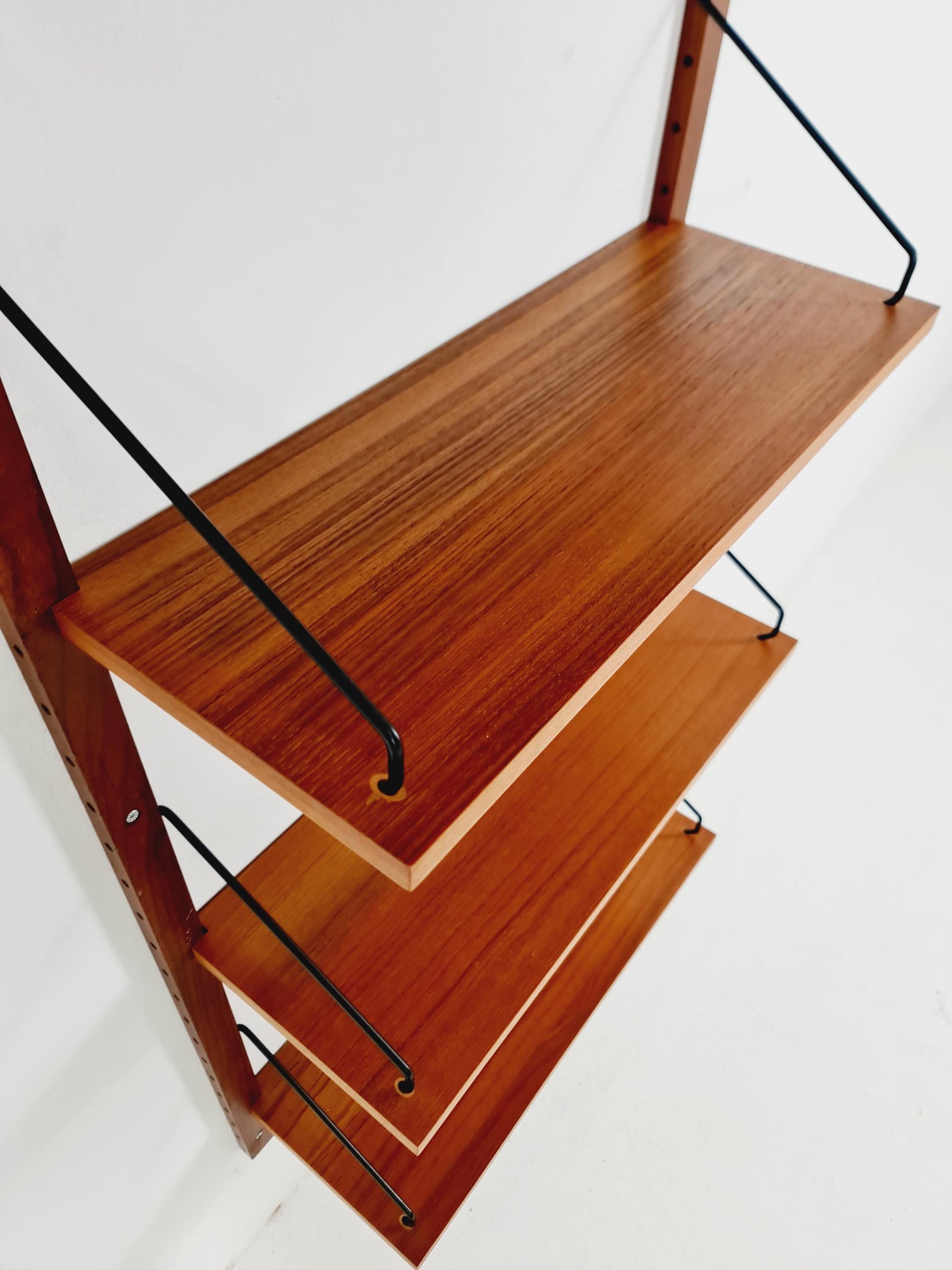 Midcentury Danish Teak Wall-Mounted Shelving Unit, by Royal for Poul Cadovius, 1960s