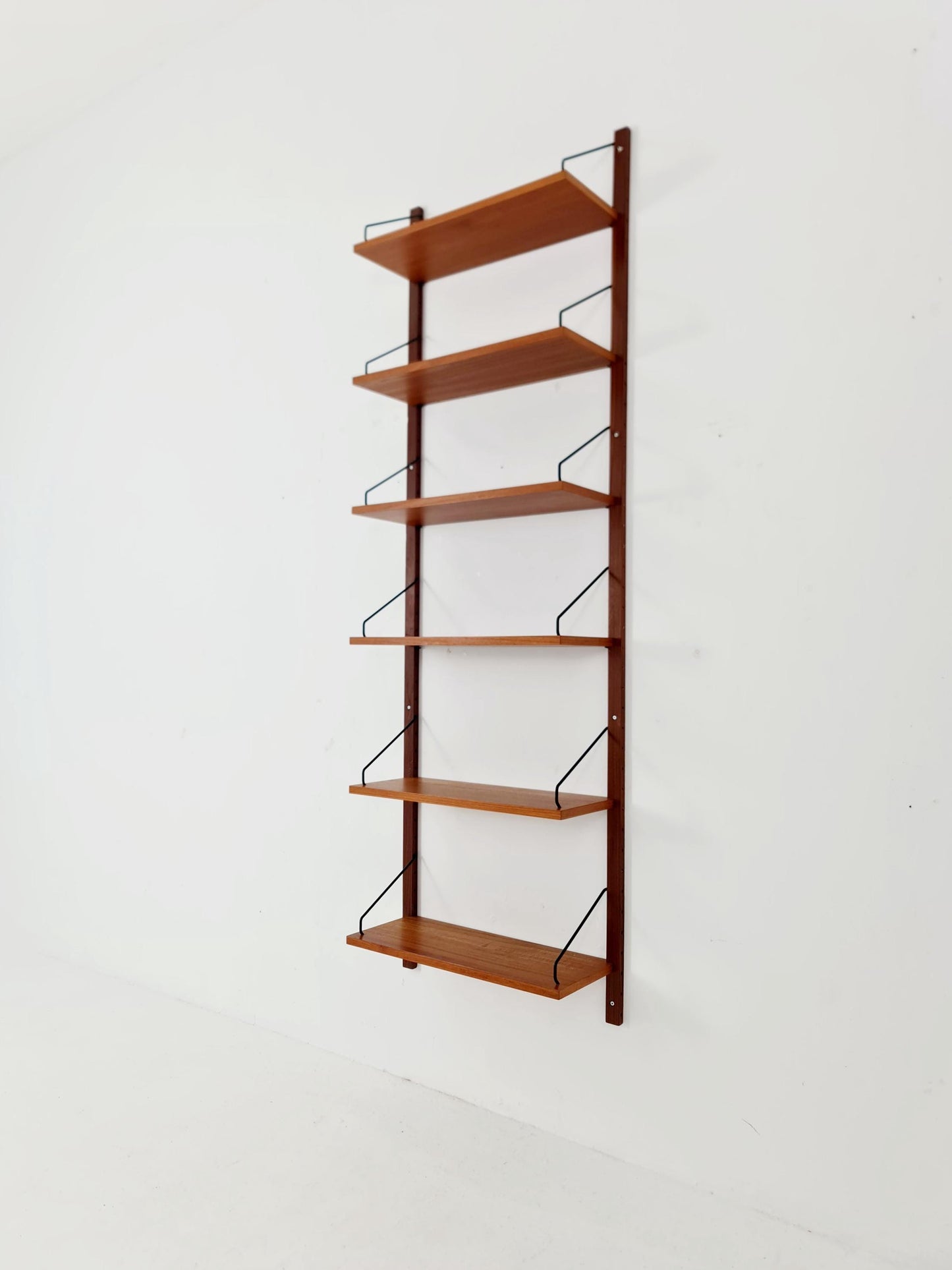 Midcentury Danish Teak Wall-Mounted Shelving Unit, by Royal for Poul Cadovius, 1960s