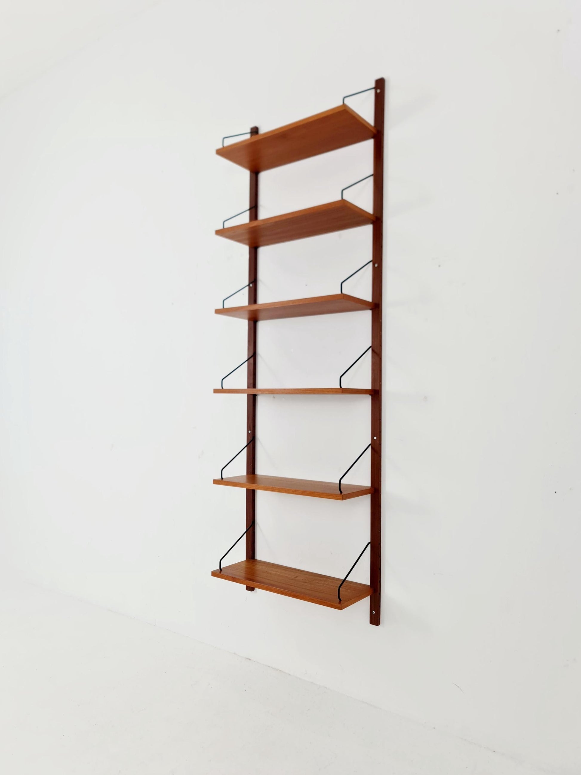 Midcentury Danish Teak Wall-Mounted Shelving Unit, by Royal for Poul Cadovius, 1960s