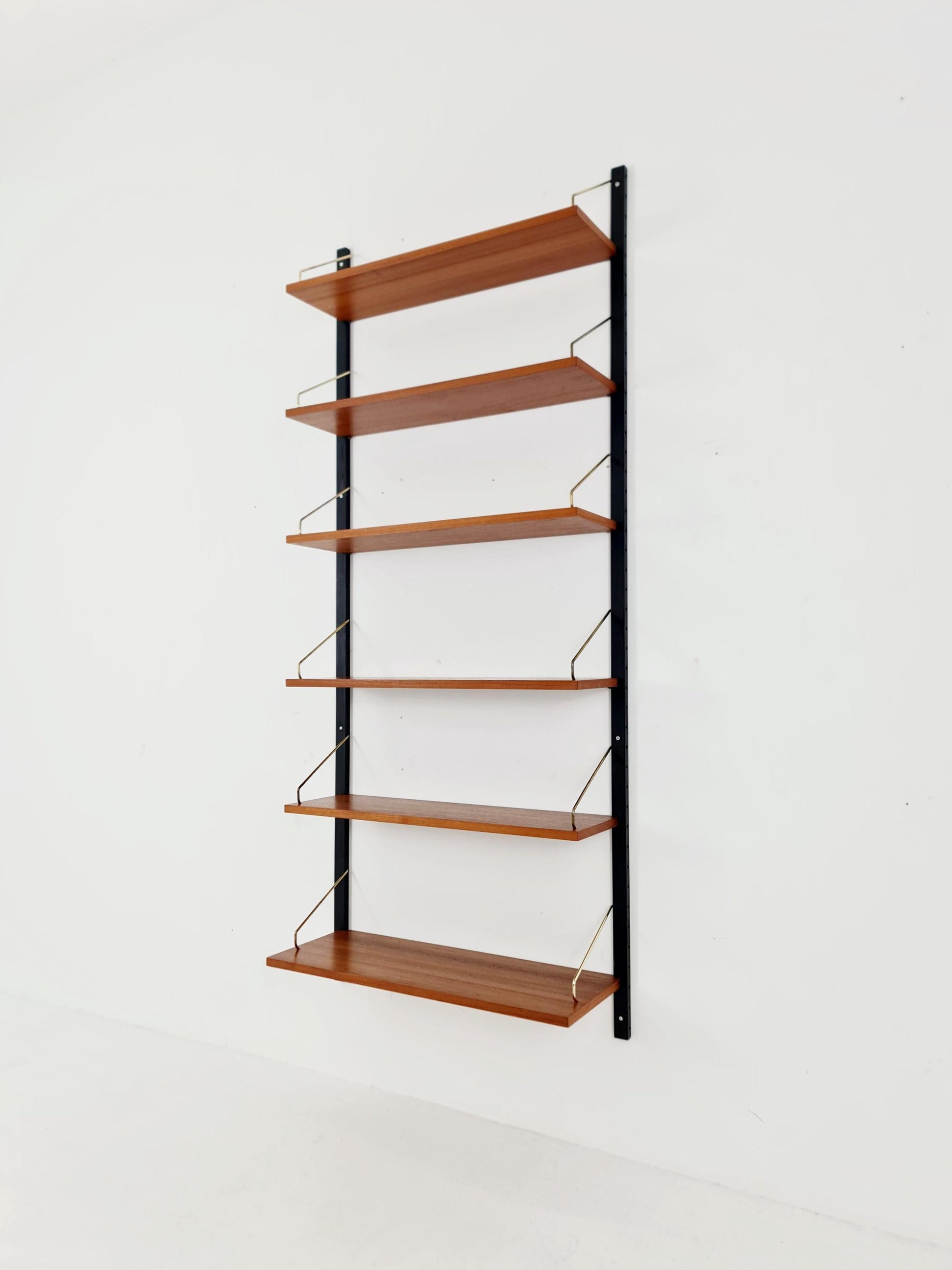 Midcentury Danish Teak Wall-Mounted Shelving Unit, by Royal for Poul Cadovius, 1960s