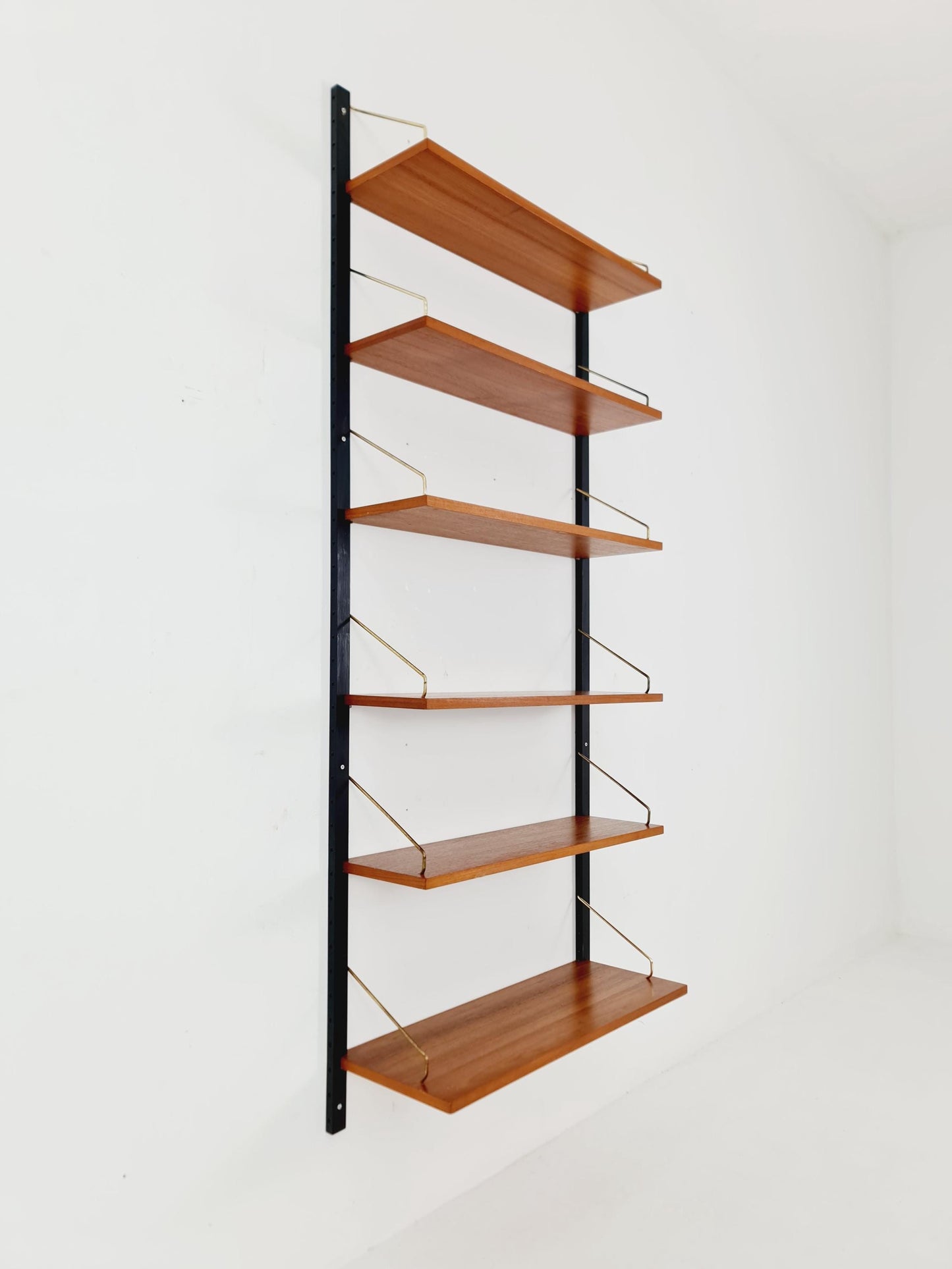 Midcentury Danish Teak Wall-Mounted Shelving Unit, by Royal for Poul Cadovius, 1960s