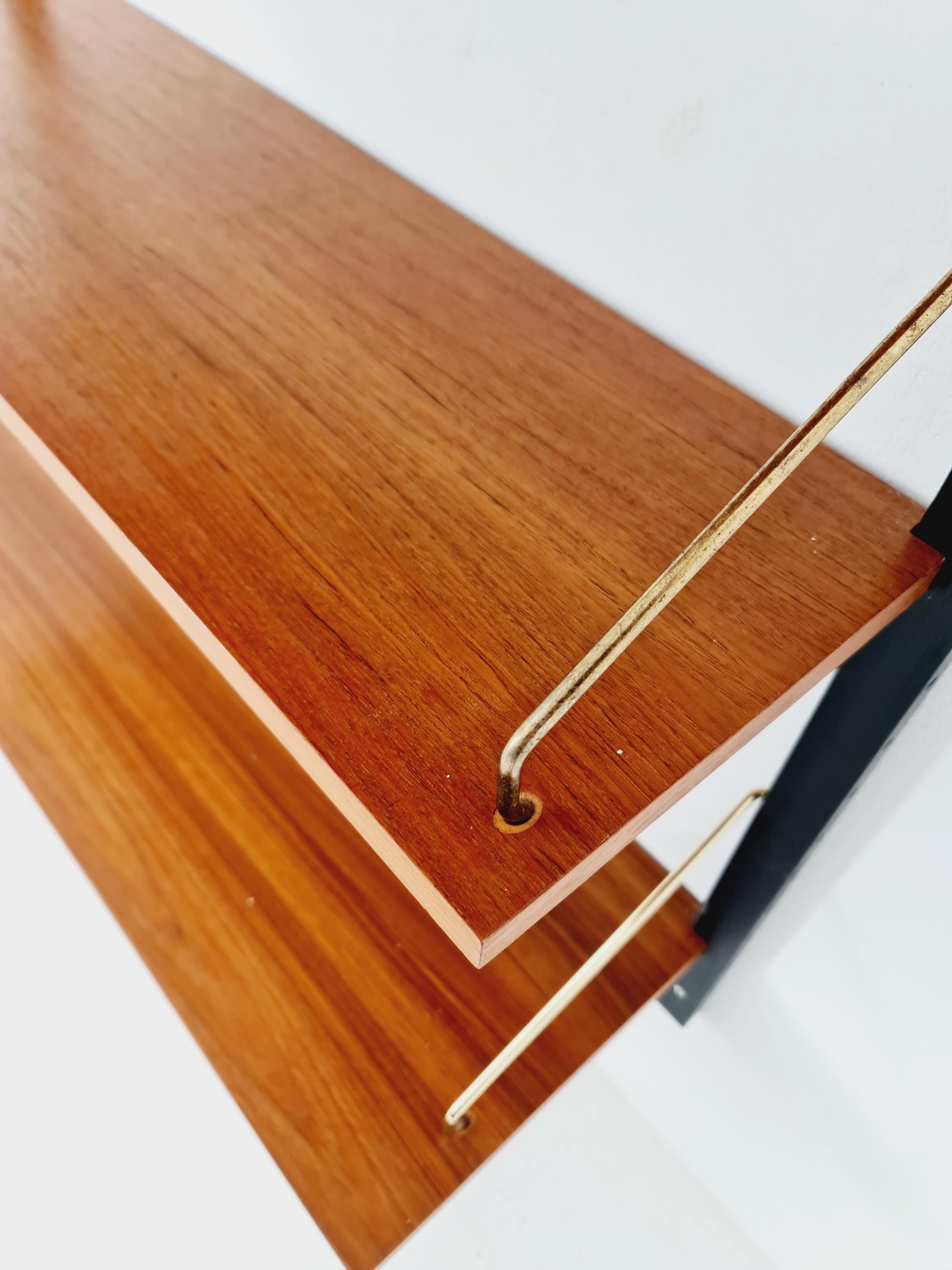 Midcentury Danish Teak Wall-Mounted Shelving Unit, by Royal for Poul Cadovius, 1960s