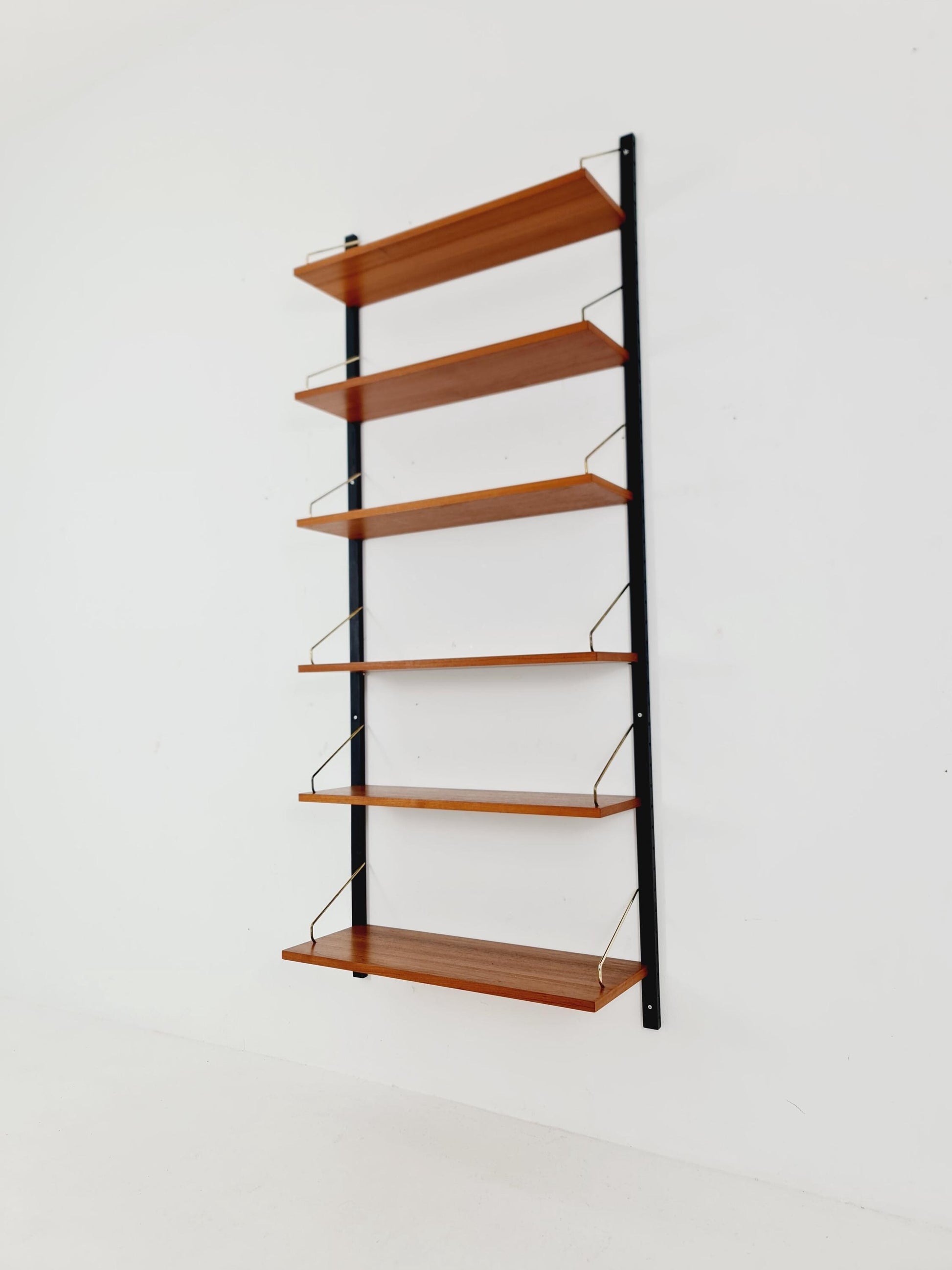 Midcentury Danish Teak Wall-Mounted Shelving Unit, by Royal for Poul Cadovius, 1960s