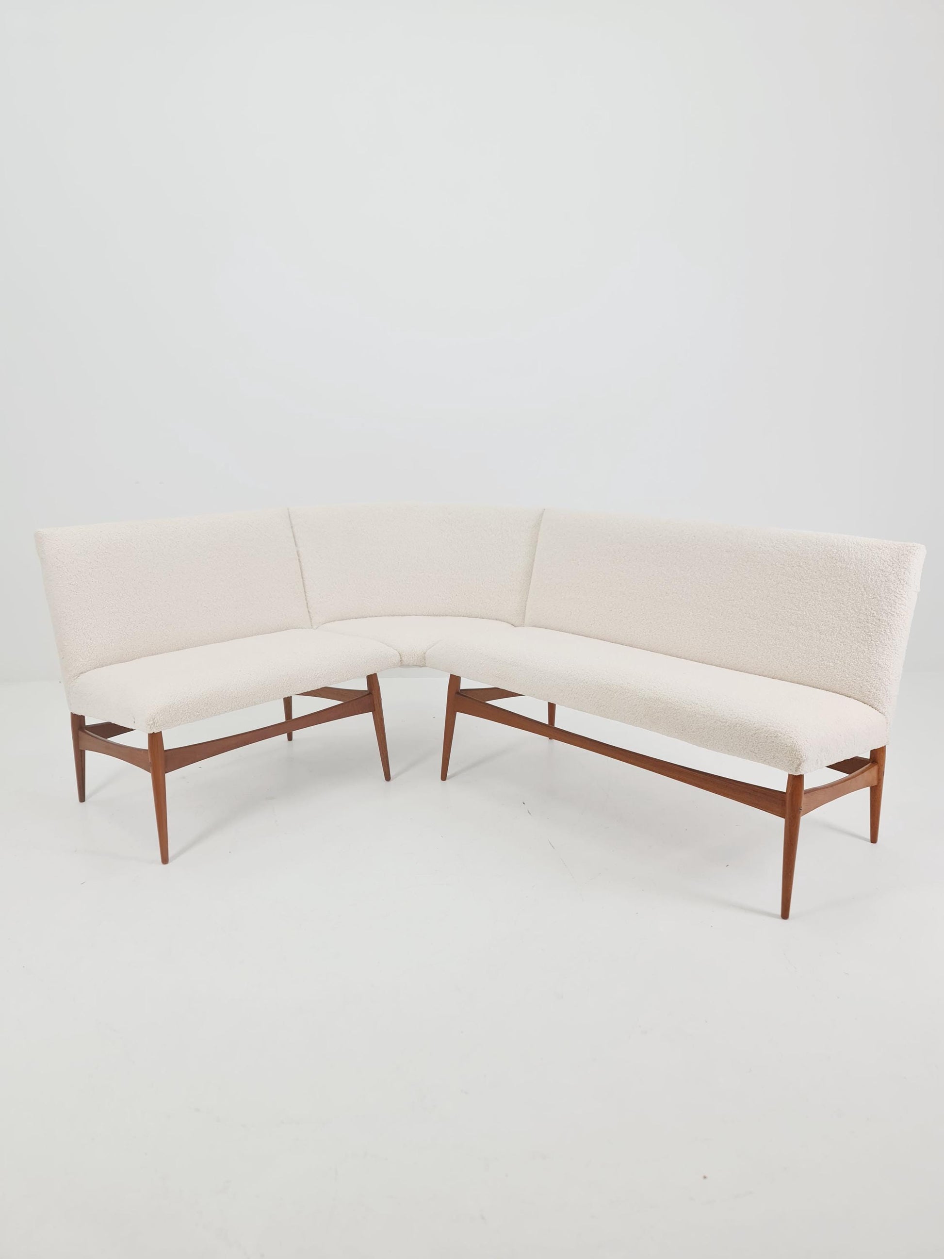 Mid century Danish Modern croner sofa in teak wood and Teddy Fabric 1960s