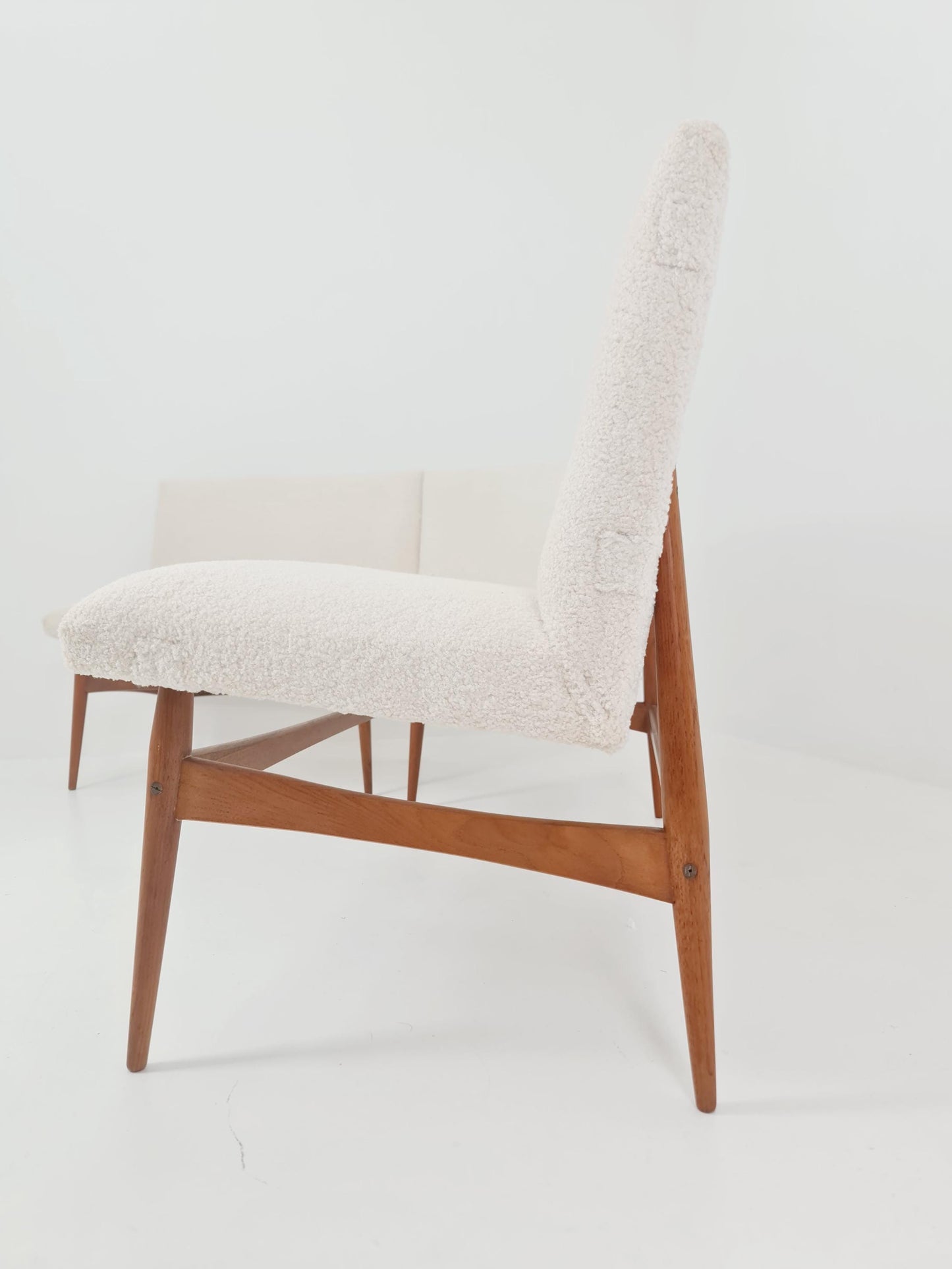 Mid century Danish Modern croner sofa in teak wood and Teddy Fabric 1960s