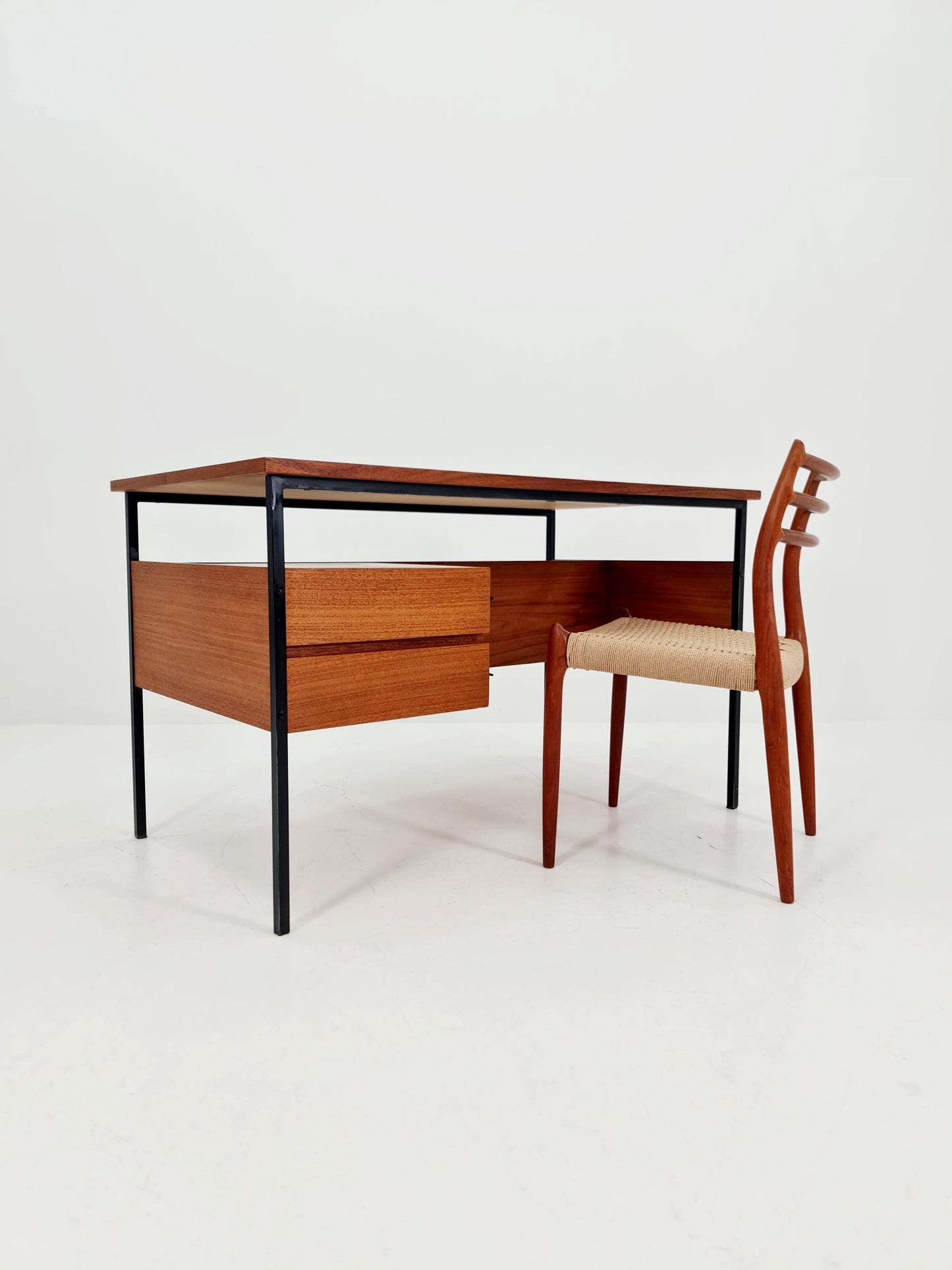 Mid century vintage desk French desk by Pierre Guariche , 1950s