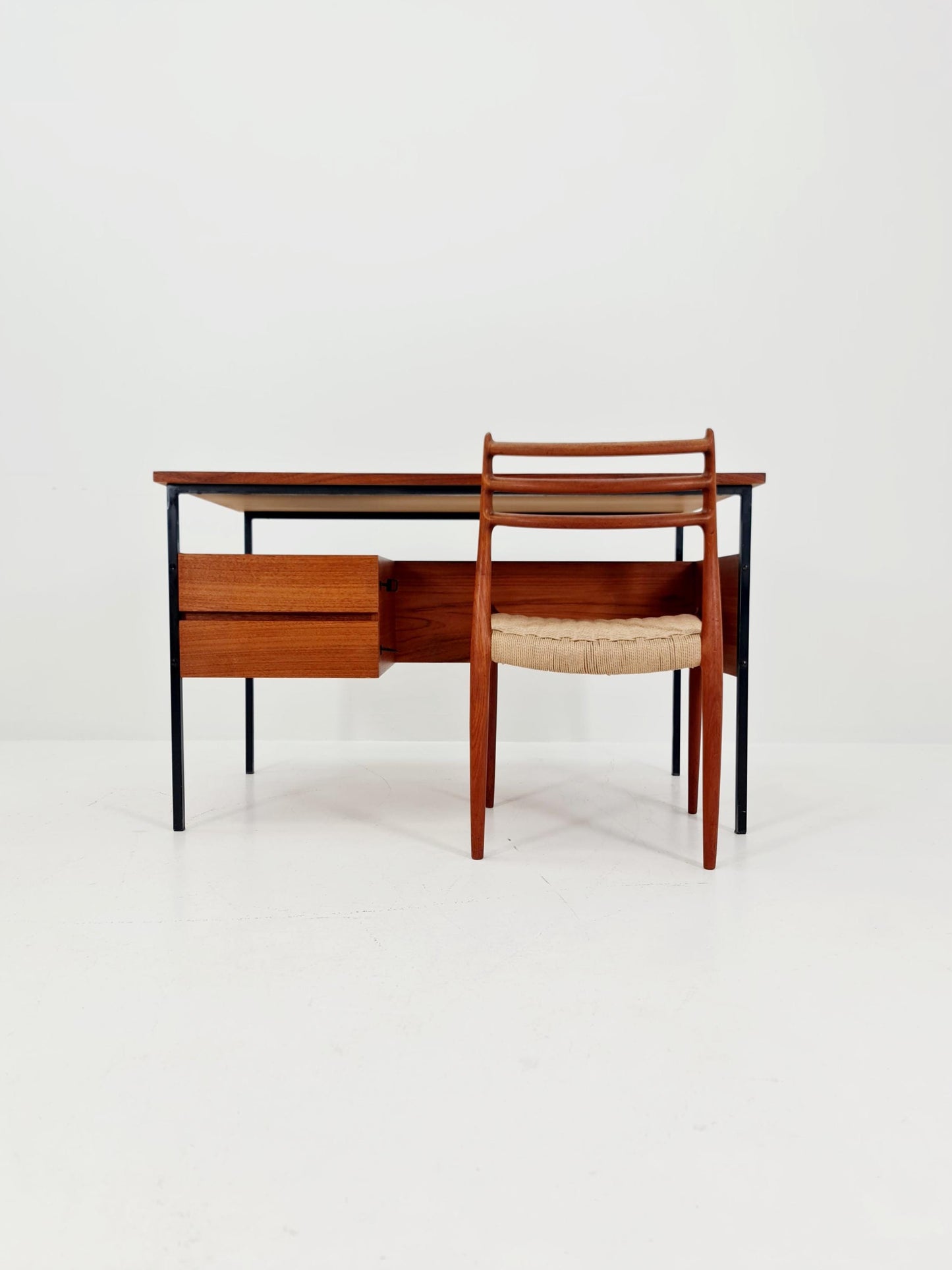 Mid century vintage desk French desk by Pierre Guariche , 1950s